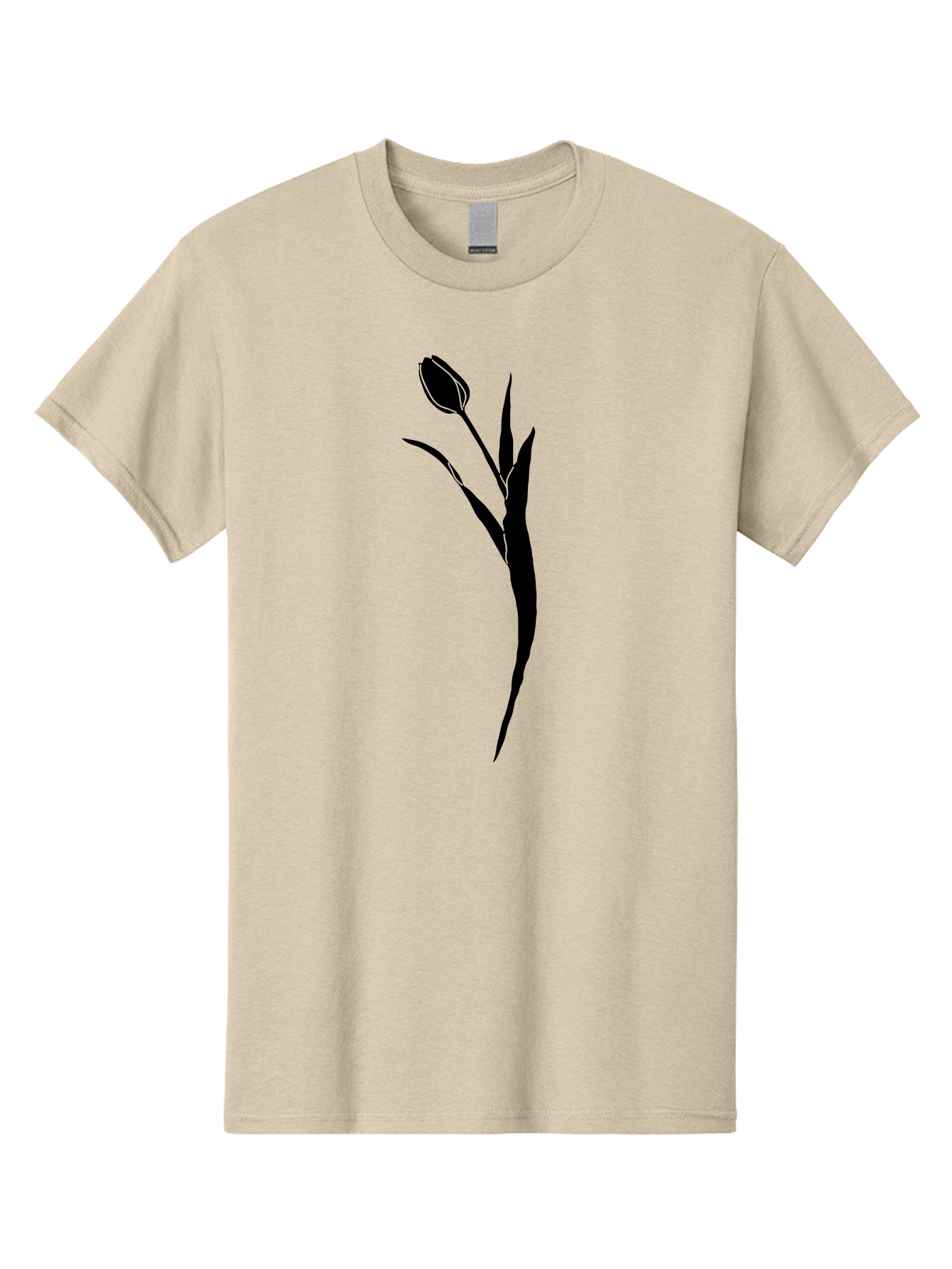 Tulip Men'S Graphic Tee, 100% Cotton, Comfortable Casual Summer Wear, Machine Washable, Tulip Silhouette, Black Flower, Minimalist Design, Simple Graphics, Floral Motif, Elegant Shape, Closed Bloom, Botanical Illustration Aac246