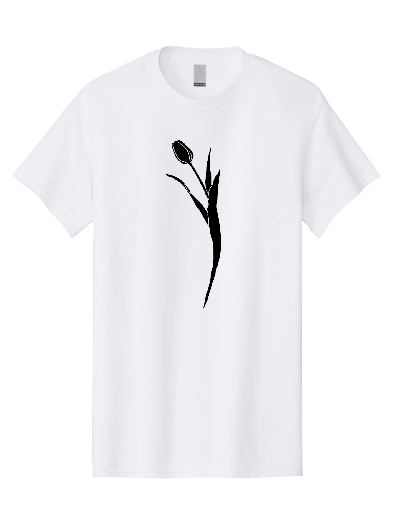 Tulip Men'S Graphic Tee, 100% Cotton, Comfortable Casual Summer Wear, Machine Washable, Tulip Silhouette, Black Flower, Minimalist Design, Simple Graphics, Floral Motif, Elegant Shape, Closed Bloom, Botanical Illustration Aac246