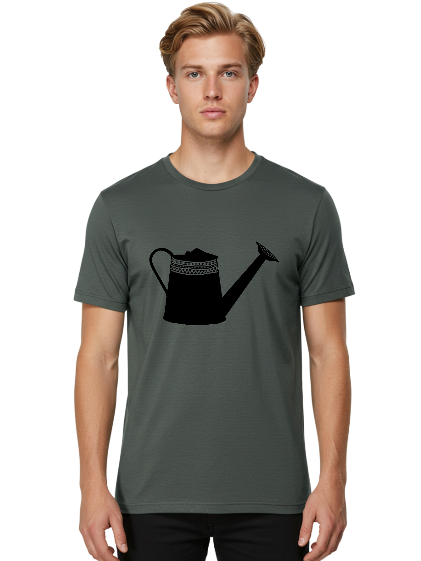 Watering-Can Men'S Graphic Tee, 100% Cotton, Comfortable Casual Summer Wear, Machine Washable, Watering Can, Gardening Tools, Nursery Equipment, Decorative Patterns, Geometric Designs, Garden Care, Plant Watering Aac248