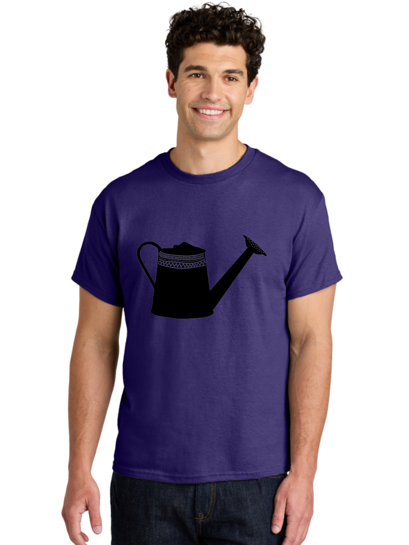 Watering-Can Men'S Graphic Tee, 100% Cotton, Comfortable Casual Summer Wear, Machine Washable, Watering Can, Gardening Tools, Nursery Equipment, Decorative Patterns, Geometric Designs, Garden Care, Plant Watering Aac248