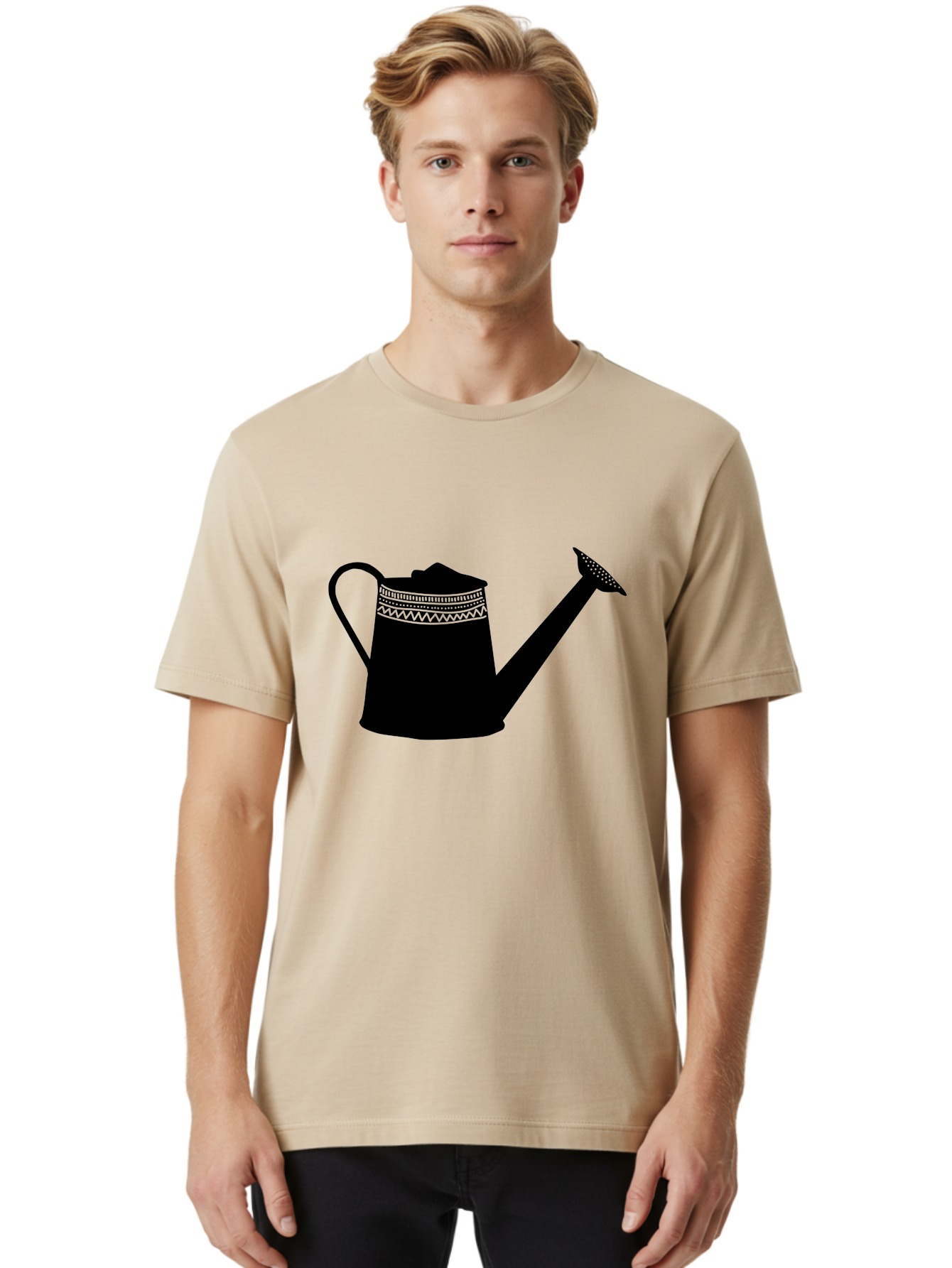 Watering-Can Men'S Graphic Tee, 100% Cotton, Comfortable Casual Summer Wear, Machine Washable, Watering Can, Gardening Tools, Nursery Equipment, Decorative Patterns, Geometric Designs, Garden Care, Plant Watering Aac248