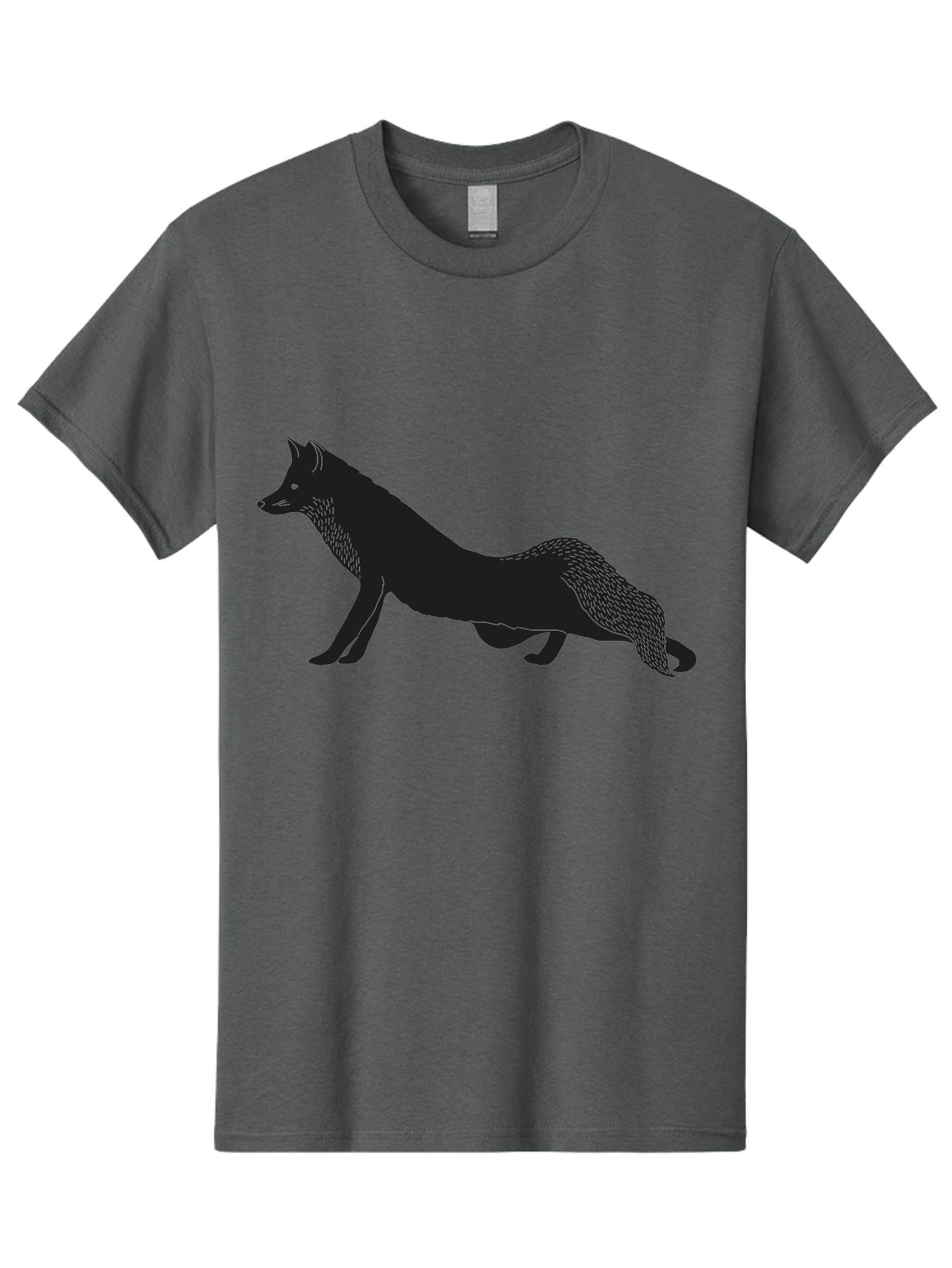 Wolf Men'S Graphic Tee, 100% Cotton, Comfortable Casual Summer Wear, Machine Washable, Black Fox Silhouette, Wild Animal, Wildlife, Nature, Furry Creature, Forest Dweller, Sharp Features, Minimalist Design Aac250