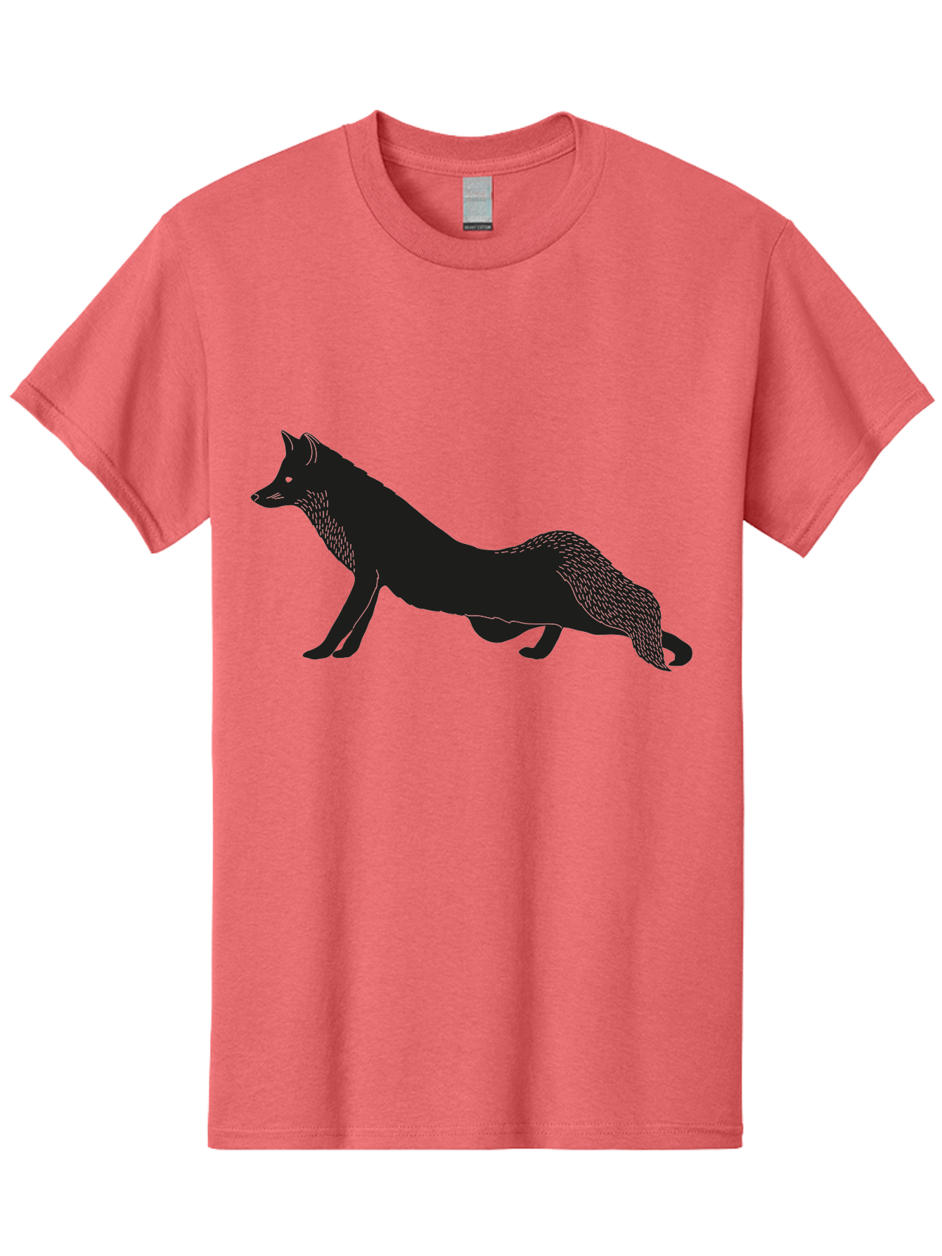 Wolf Men'S Graphic Tee, 100% Cotton, Comfortable Casual Summer Wear, Machine Washable, Black Fox Silhouette, Wild Animal, Wildlife, Nature, Furry Creature, Forest Dweller, Sharp Features, Minimalist Design Aac250