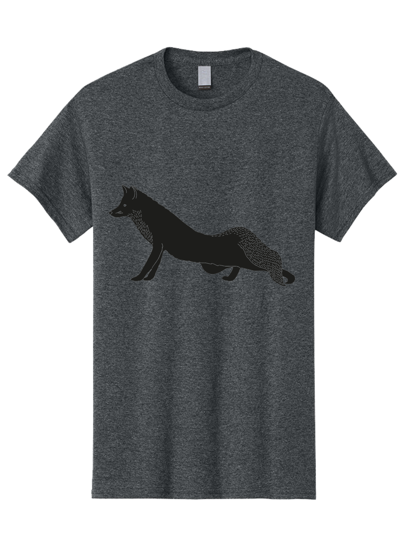 Wolf Men'S Graphic Tee, 100% Cotton, Comfortable Casual Summer Wear, Machine Washable, Black Fox Silhouette, Wild Animal, Wildlife, Nature, Furry Creature, Forest Dweller, Sharp Features, Minimalist Design Aac250