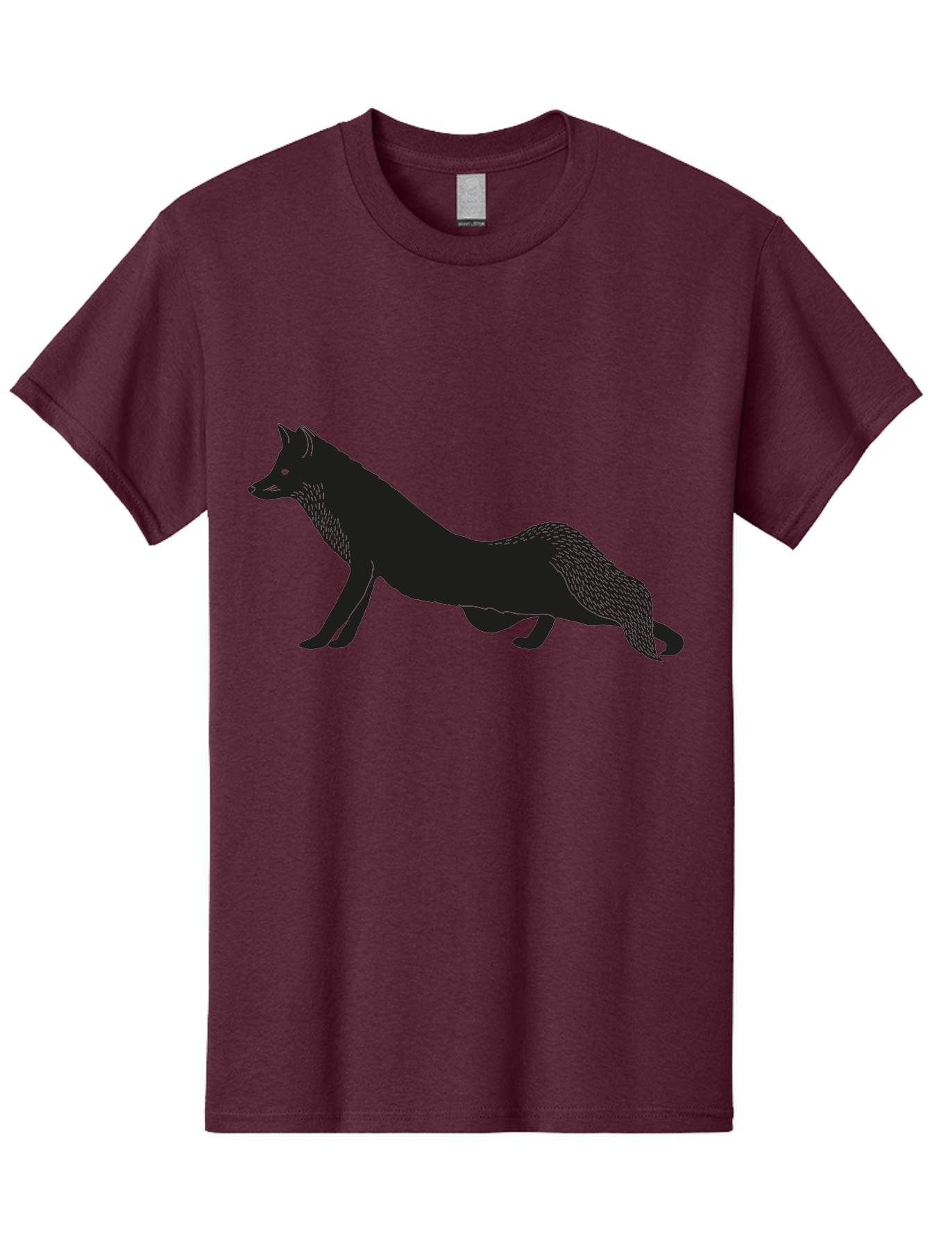 Wolf Men'S Graphic Tee, 100% Cotton, Comfortable Casual Summer Wear, Machine Washable, Black Fox Silhouette, Wild Animal, Wildlife, Nature, Furry Creature, Forest Dweller, Sharp Features, Minimalist Design Aac250
