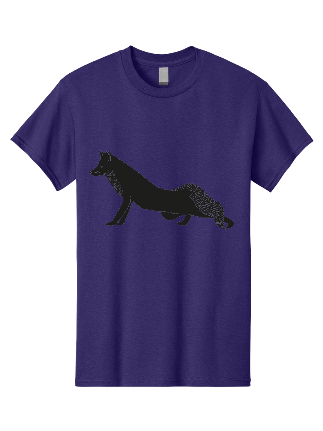 Wolf Men'S Graphic Tee, 100% Cotton, Comfortable Casual Summer Wear, Machine Washable, Black Fox Silhouette, Wild Animal, Wildlife, Nature, Furry Creature, Forest Dweller, Sharp Features, Minimalist Design Aac250