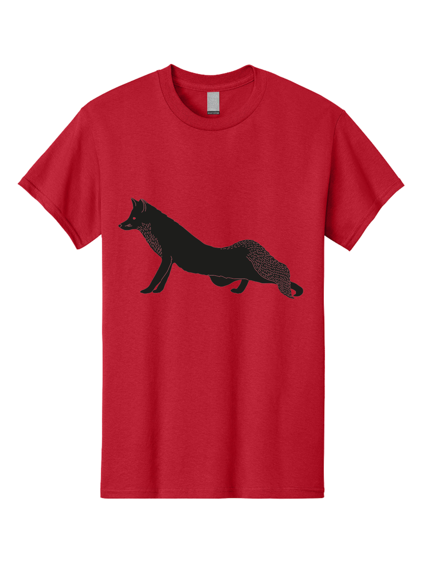 Wolf Men'S Graphic Tee, 100% Cotton, Comfortable Casual Summer Wear, Machine Washable, Black Fox Silhouette, Wild Animal, Wildlife, Nature, Furry Creature, Forest Dweller, Sharp Features, Minimalist Design Aac250