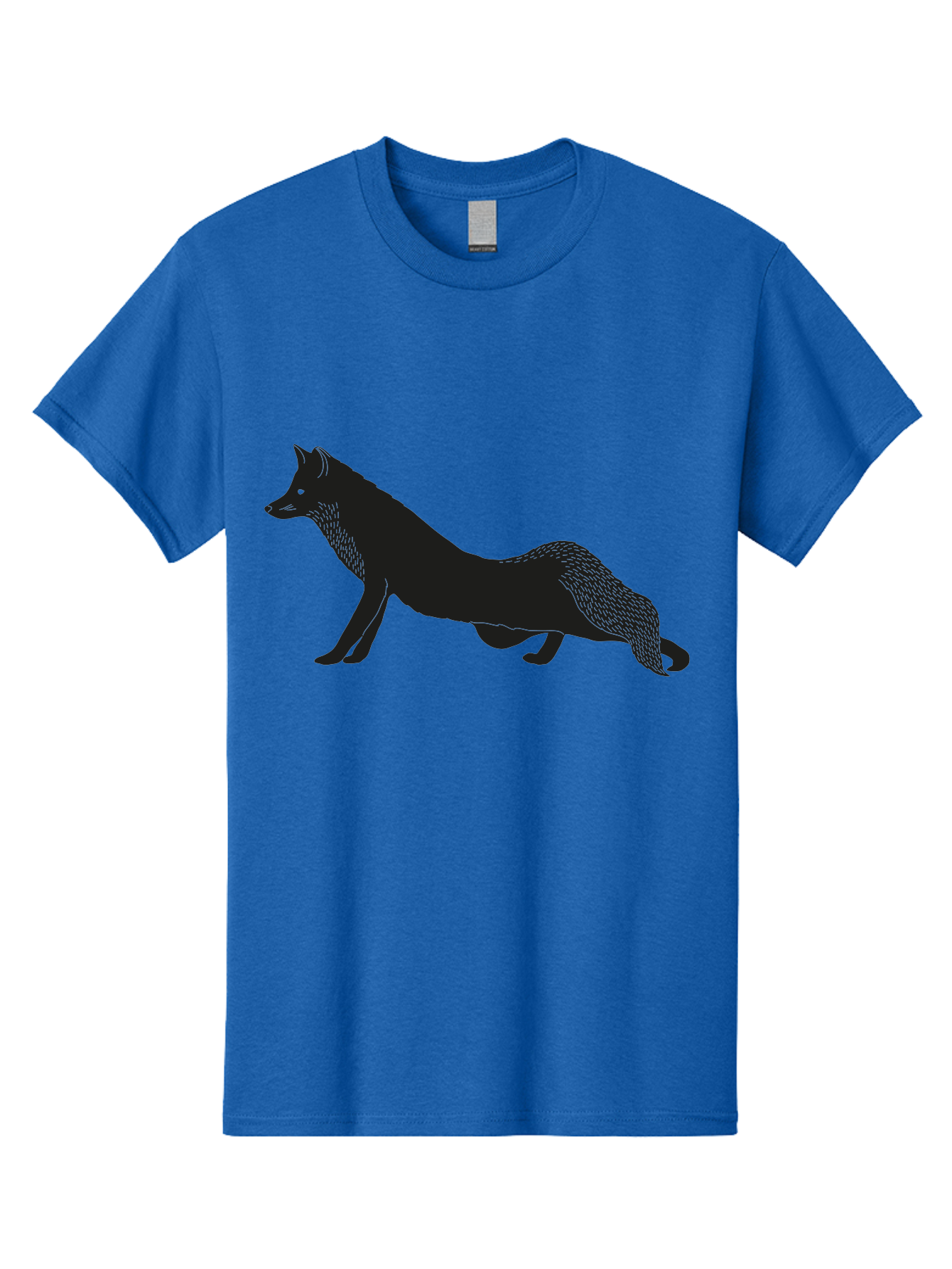 Wolf Men'S Graphic Tee, 100% Cotton, Comfortable Casual Summer Wear, Machine Washable, Black Fox Silhouette, Wild Animal, Wildlife, Nature, Furry Creature, Forest Dweller, Sharp Features, Minimalist Design Aac250