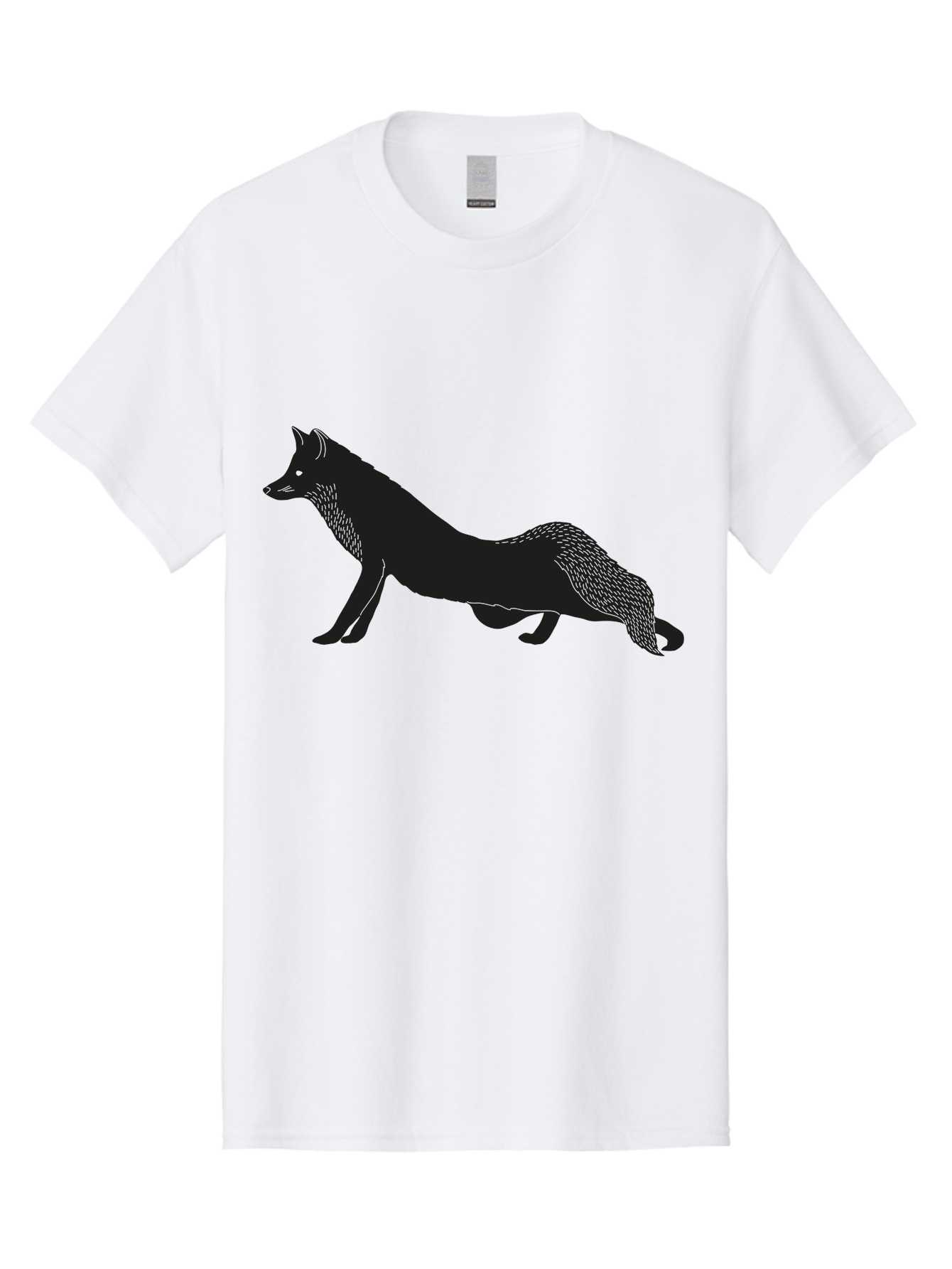 Wolf Men'S Graphic Tee, 100% Cotton, Comfortable Casual Summer Wear, Machine Washable, Black Fox Silhouette, Wild Animal, Wildlife, Nature, Furry Creature, Forest Dweller, Sharp Features, Minimalist Design Aac250