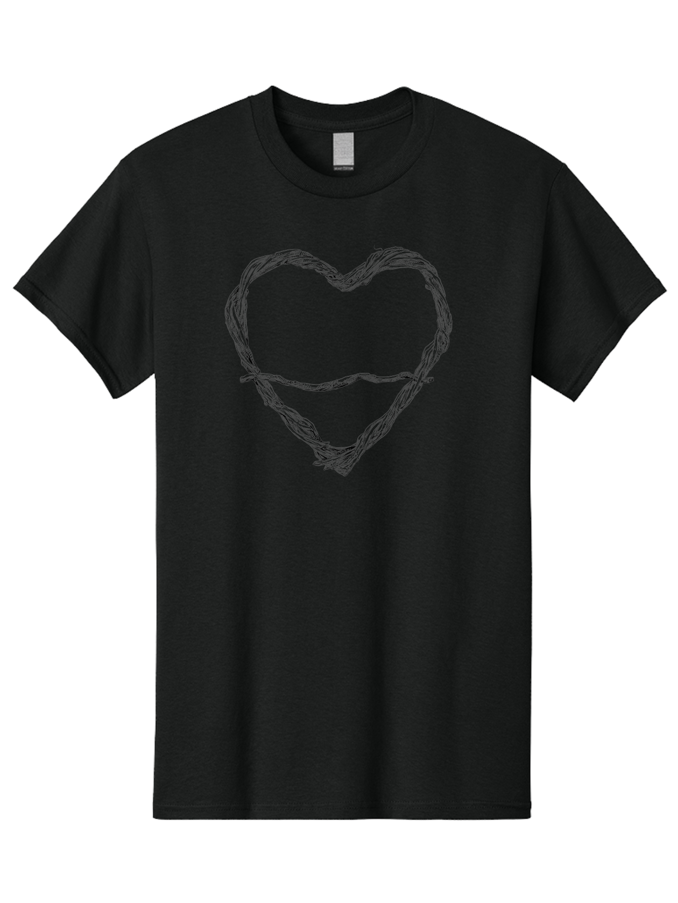 Barbed-Wire-Heart Men'S Graphic Tee, 100% Cotton, Comfortable Casual Summer Wear, Machine Washable, Barbed Wire, Heart Shape, Twisted Metal, Symbolic Representation, Emotional Expression, Protest Art, Social Commentary, Edgy Design, Aac251