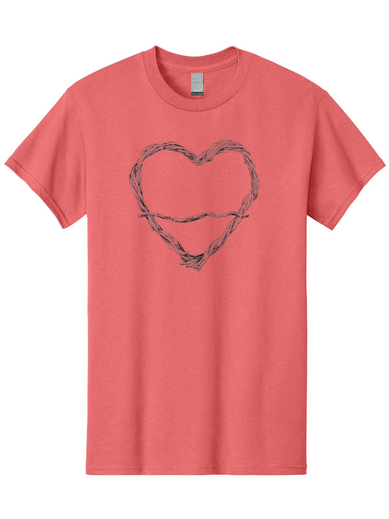Barbed-Wire-Heart Men'S Graphic Tee, 100% Cotton, Comfortable Casual Summer Wear, Machine Washable, Barbed Wire, Heart Shape, Twisted Metal, Symbolic Representation, Emotional Expression, Protest Art, Social Commentary, Edgy Design, Aac251