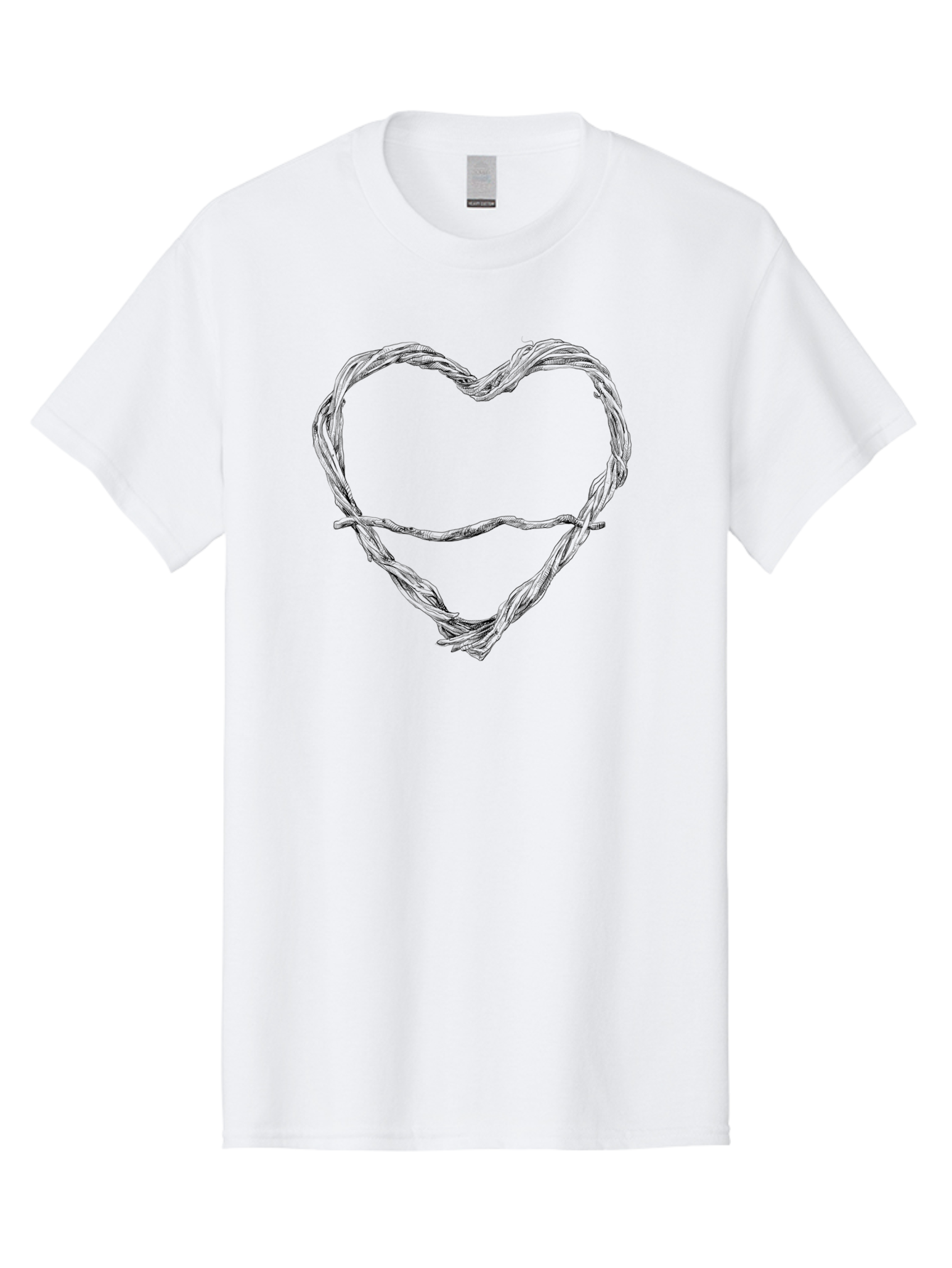 Barbed-Wire-Heart Men'S Graphic Tee, 100% Cotton, Comfortable Casual Summer Wear, Machine Washable, Barbed Wire, Heart Shape, Twisted Metal, Symbolic Representation, Emotional Expression, Protest Art, Social Commentary, Edgy Design, Aac251