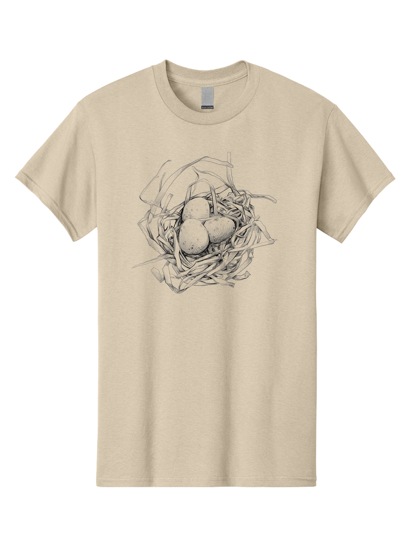 Bird-S-Nest Men'S Graphic Tee, 100% Cotton, Comfortable Casual Summer Wear, Machine Washable, Bird'S Nest, Eggs, Wildlife, Natural Habitat, Birdwatching, Nesting Season, Serene Atmosphere, Delicate Illustration Aac253