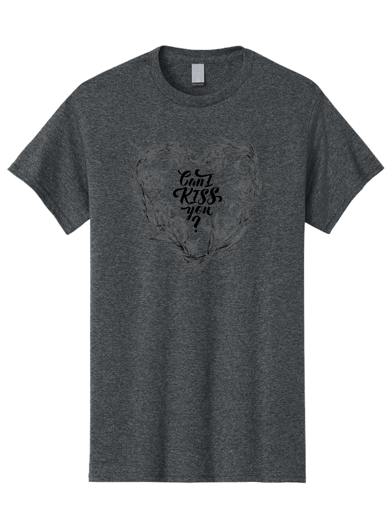 Cant-Kiss-You Men'S Graphic Tee, 100% Cotton, Comfortable Casual Summer Wear, Machine Washable, Romantic Illustration, Floral Heart, Love Quote, Elegant Typography, Flowers, Heart Shape, Valentines Day Aac254