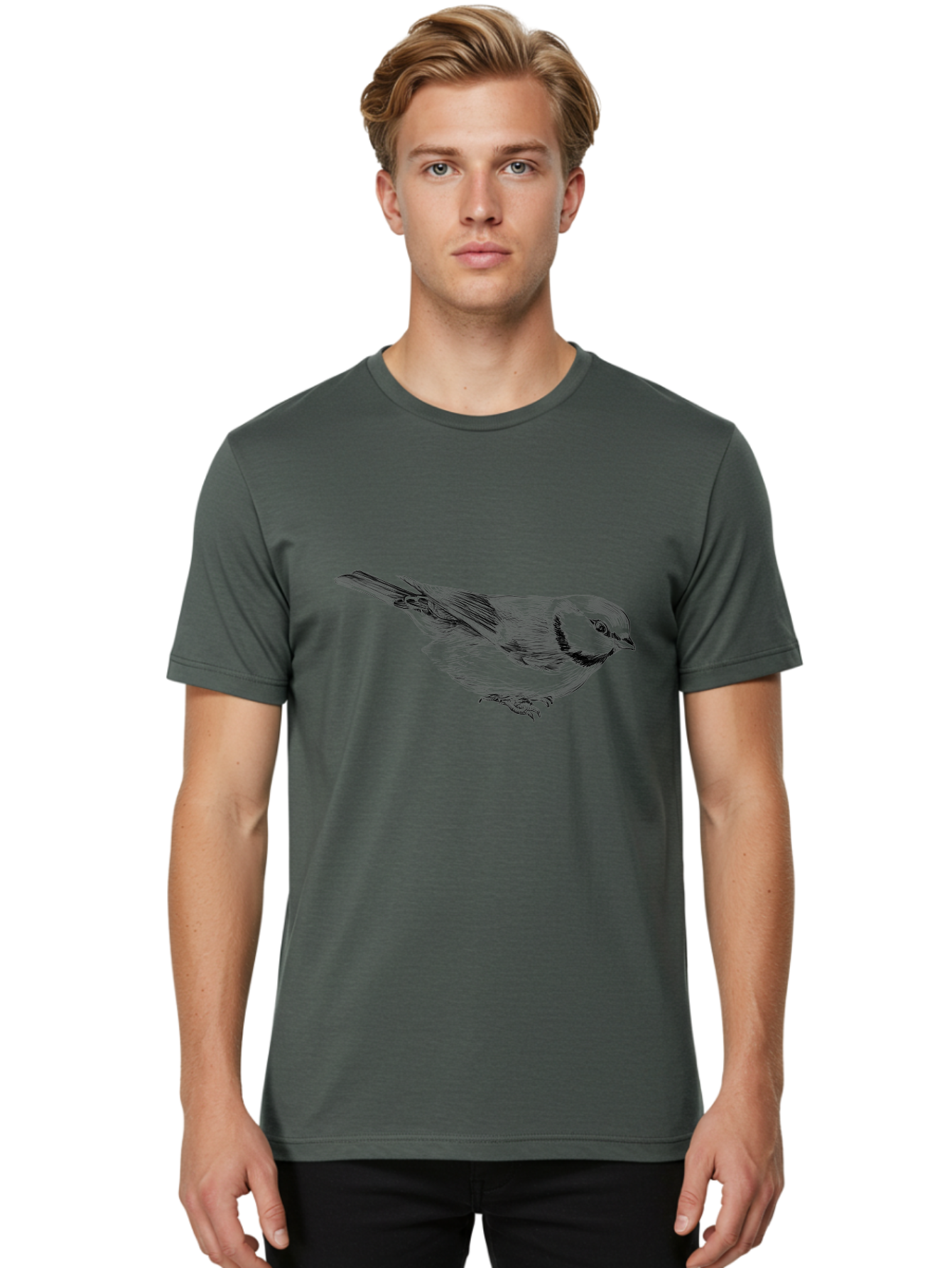 Chickadee Men'S Graphic Tee, 100% Cotton, Comfortable Casual Summer Wear, Machine Washable, Black-Capped Chickadee, Bird Illustration, Sketch Art, Wildlife Artwork, Birdwatching, Nature Lover, Ornithology, Detailed Drawing, Bird Species, Aac255