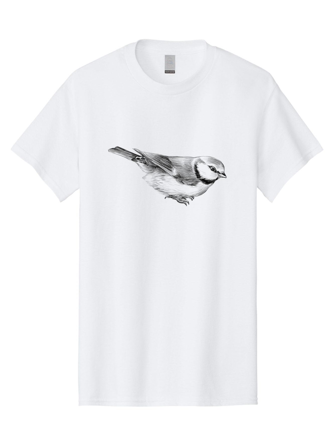 Chickadee Men'S Graphic Tee, 100% Cotton, Comfortable Casual Summer Wear, Machine Washable, Black-Capped Chickadee, Bird Illustration, Sketch Art, Wildlife Artwork, Birdwatching, Nature Lover, Ornithology, Detailed Drawing, Bird Species, Aac255