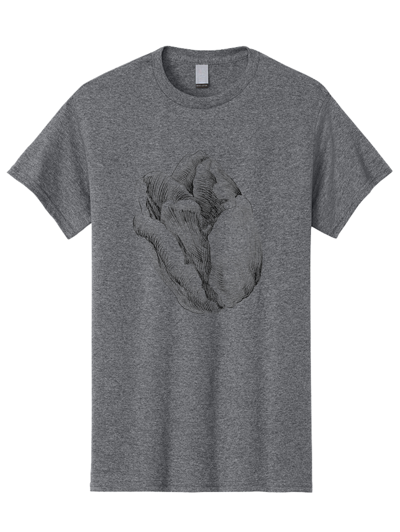Fist Men'S Graphic Tee, 100% Cotton, Comfortable Casual Summer Wear, Machine Washable, Rosebud, Hand Drawn Illustration, Floral Art, Sketch Style, Elegant Design, Bold Lines, Minimalist Aesthetic, Symbolic Flower Aac256