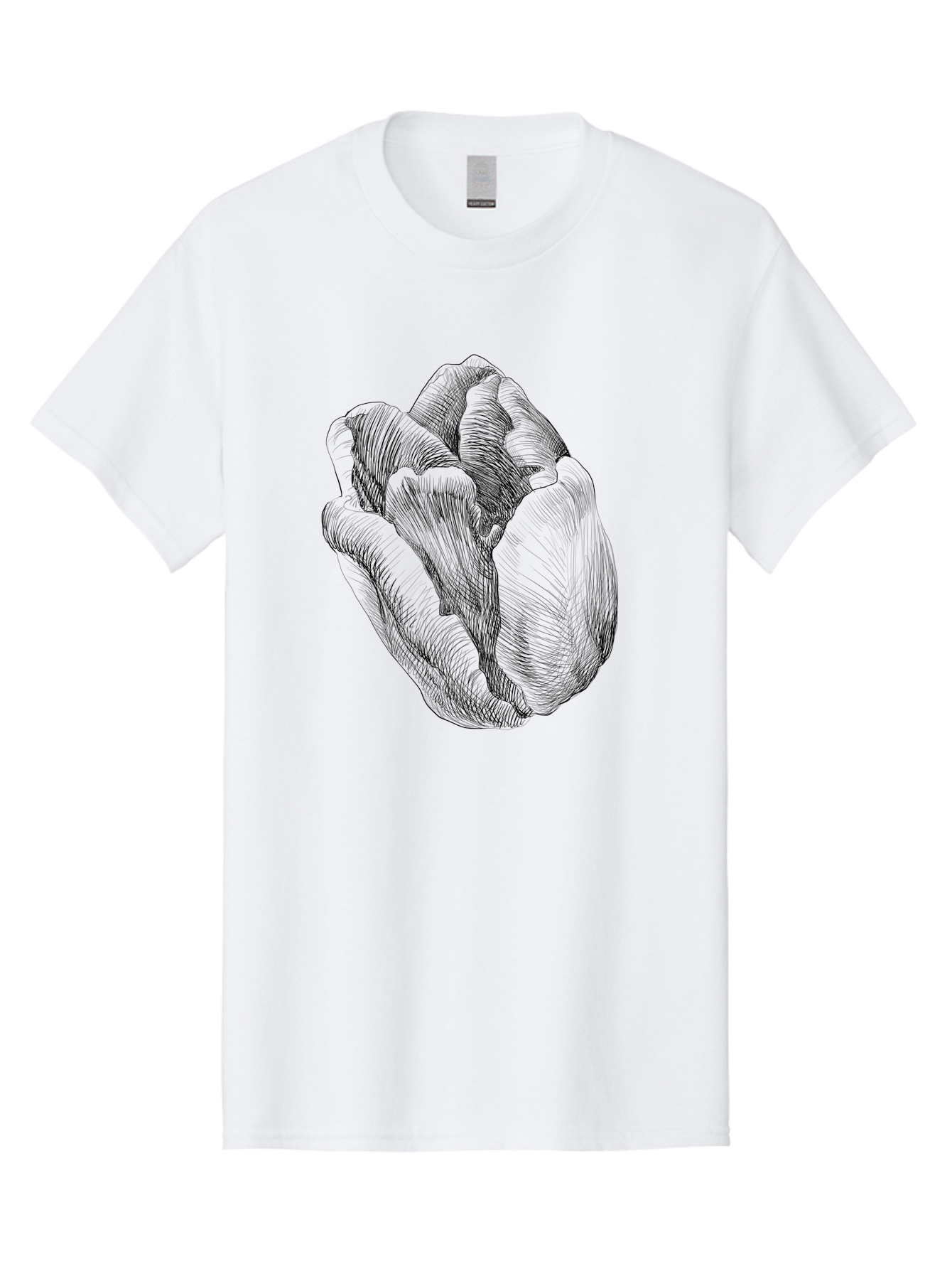 Fist Men'S Graphic Tee, 100% Cotton, Comfortable Casual Summer Wear, Machine Washable, Rosebud, Hand Drawn Illustration, Floral Art, Sketch Style, Elegant Design, Bold Lines, Minimalist Aesthetic, Symbolic Flower Aac256