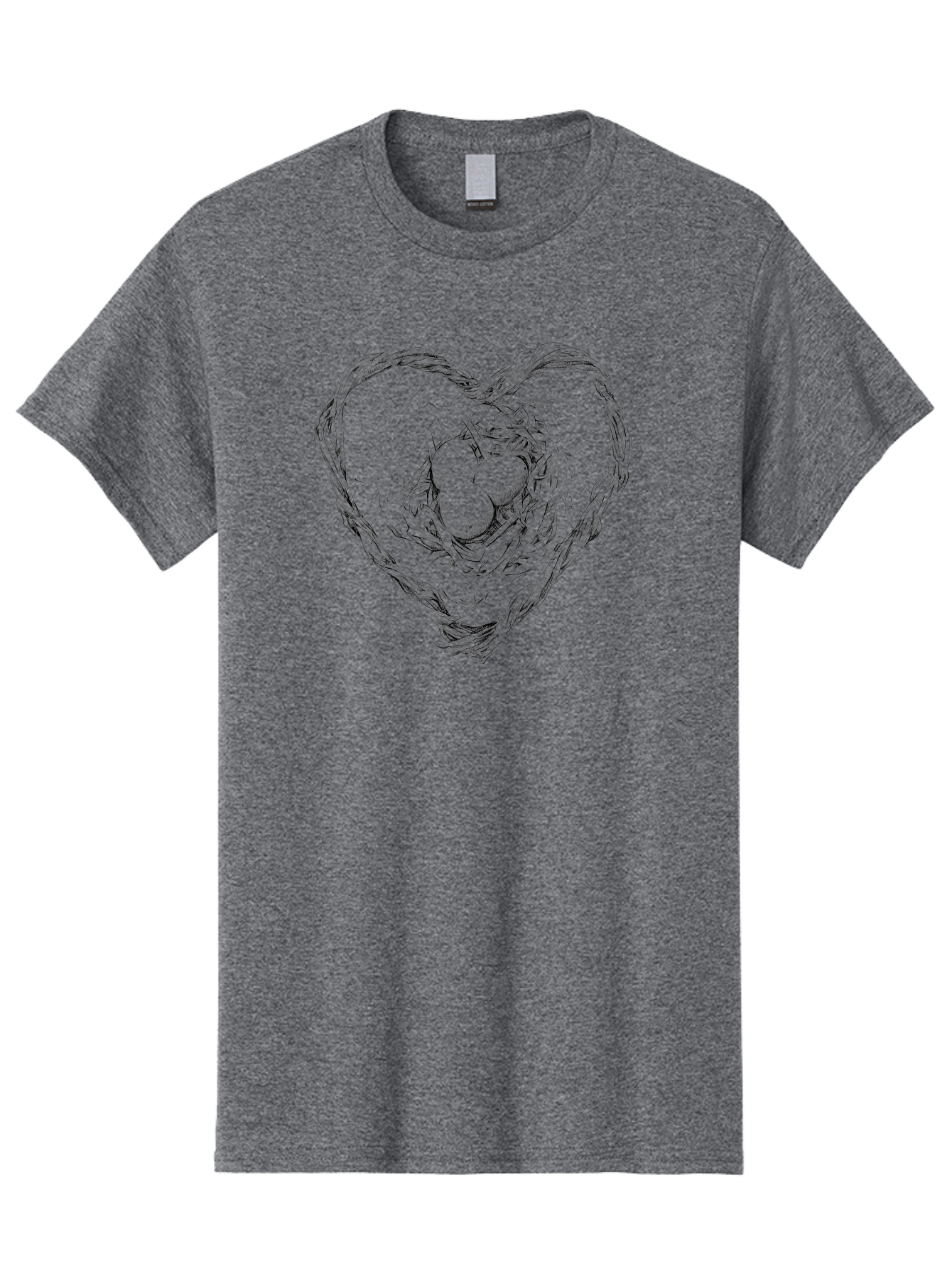 Heart-Shaped-Nest-With-Eggs Men'S Graphic Tee, 100% Cotton, Comfortable Casual Summer Wear, Machine Washable, Heart Shaped Bird Nest, Three Eggs, Twigs And Leaves, Love Symbol, Nature Illustration, Bird'S Nest, Easter Eggs, Spring Theme, Aac259