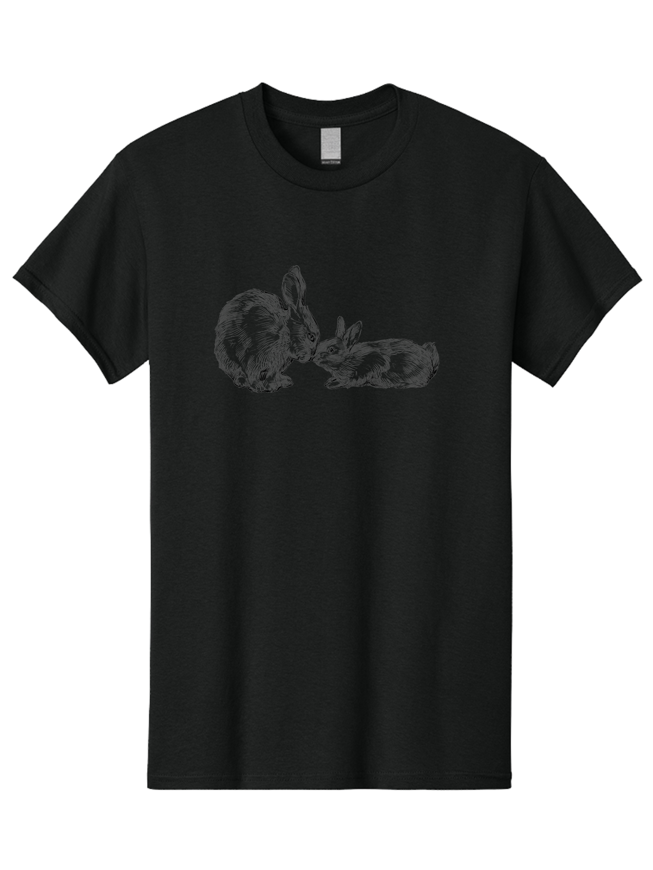 Mother-Rabbit-And-Baby Men'S Graphic Tee, 100% Cotton, Comfortable Casual Summer Wear, Machine Washable, Mother Rabbit And Baby Rabbit, Adorable Illustration, Cute Bunny, Tender Moment, Rabbit Love, Easter Theme, Furry Friends, Animal Bonding Aac260