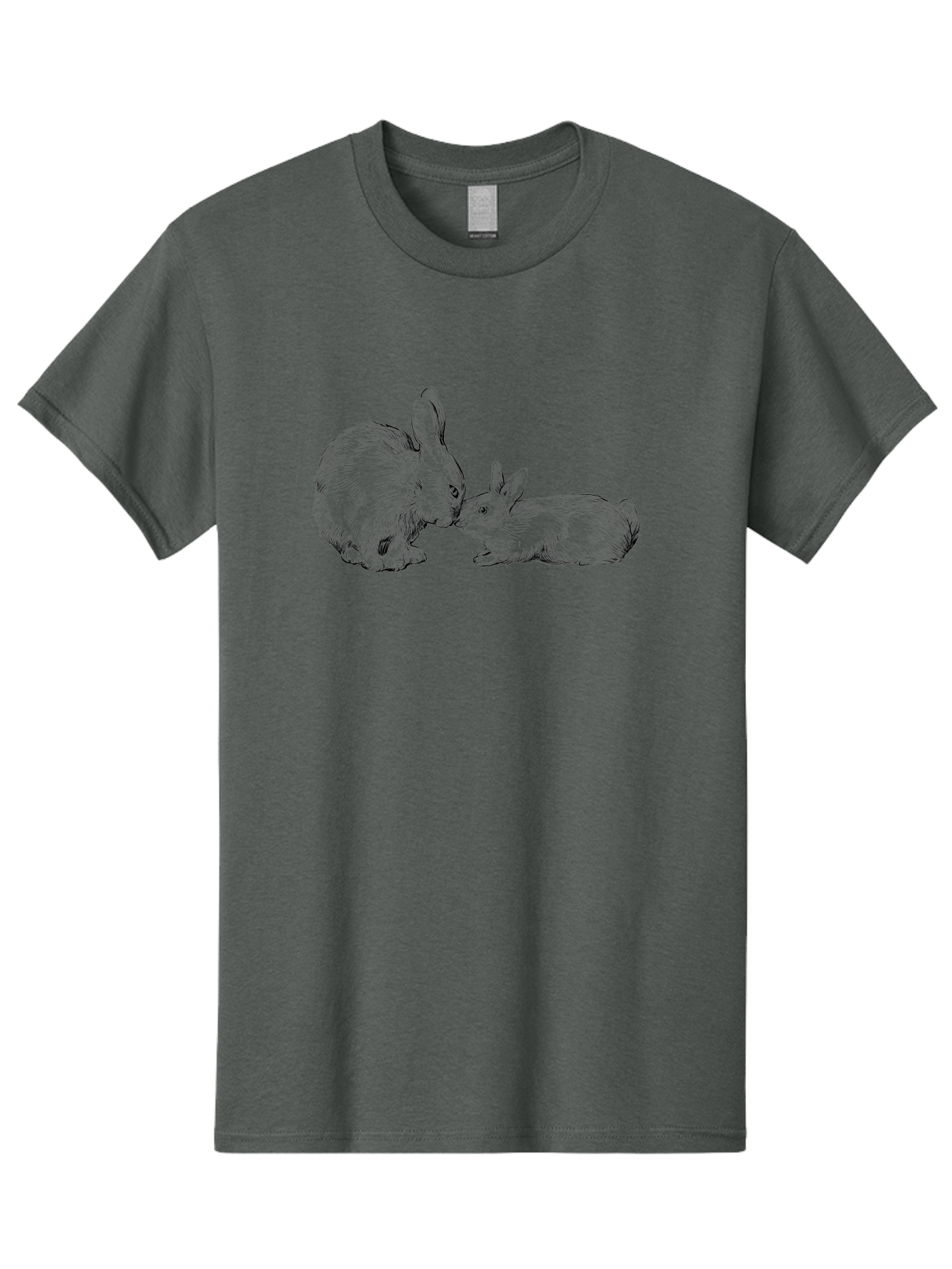 Mother-Rabbit-And-Baby Men'S Graphic Tee, 100% Cotton, Comfortable Casual Summer Wear, Machine Washable, Mother Rabbit And Baby Rabbit, Adorable Illustration, Cute Bunny, Tender Moment, Rabbit Love, Easter Theme, Furry Friends, Animal Bonding Aac260