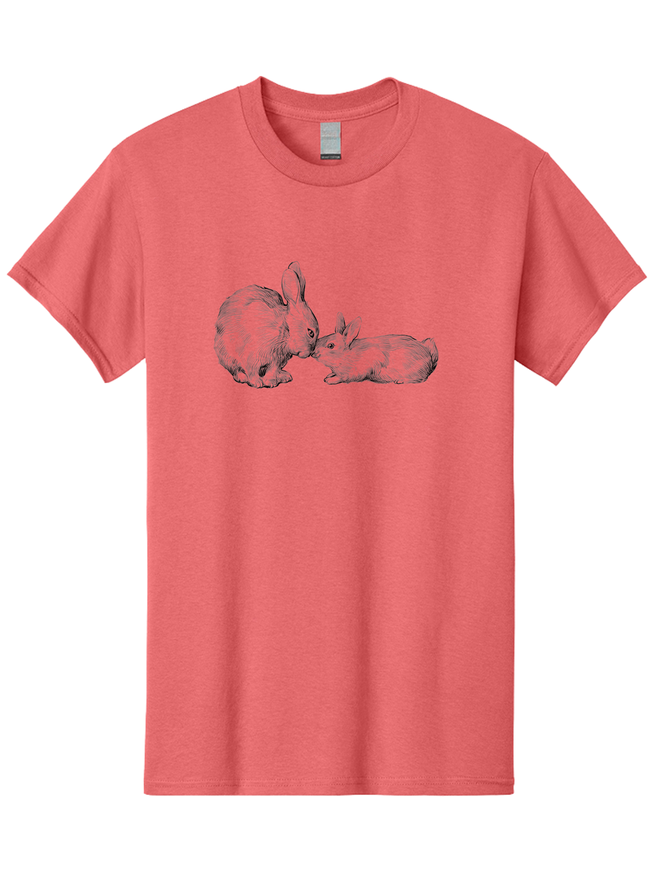 Mother-Rabbit-And-Baby Men'S Graphic Tee, 100% Cotton, Comfortable Casual Summer Wear, Machine Washable, Mother Rabbit And Baby Rabbit, Adorable Illustration, Cute Bunny, Tender Moment, Rabbit Love, Easter Theme, Furry Friends, Animal Bonding Aac260