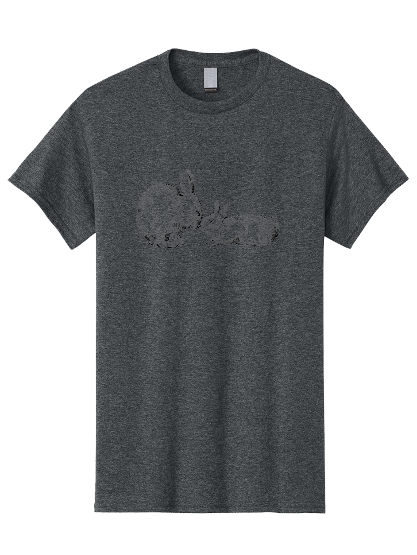 Mother-Rabbit-And-Baby Men'S Graphic Tee, 100% Cotton, Comfortable Casual Summer Wear, Machine Washable, Mother Rabbit And Baby Rabbit, Adorable Illustration, Cute Bunny, Tender Moment, Rabbit Love, Easter Theme, Furry Friends, Animal Bonding Aac260