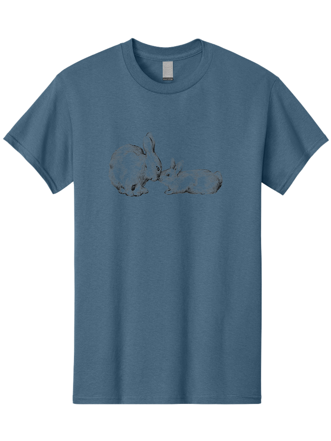 Mother-Rabbit-And-Baby Men'S Graphic Tee, 100% Cotton, Comfortable Casual Summer Wear, Machine Washable, Mother Rabbit And Baby Rabbit, Adorable Illustration, Cute Bunny, Tender Moment, Rabbit Love, Easter Theme, Furry Friends, Animal Bonding Aac260