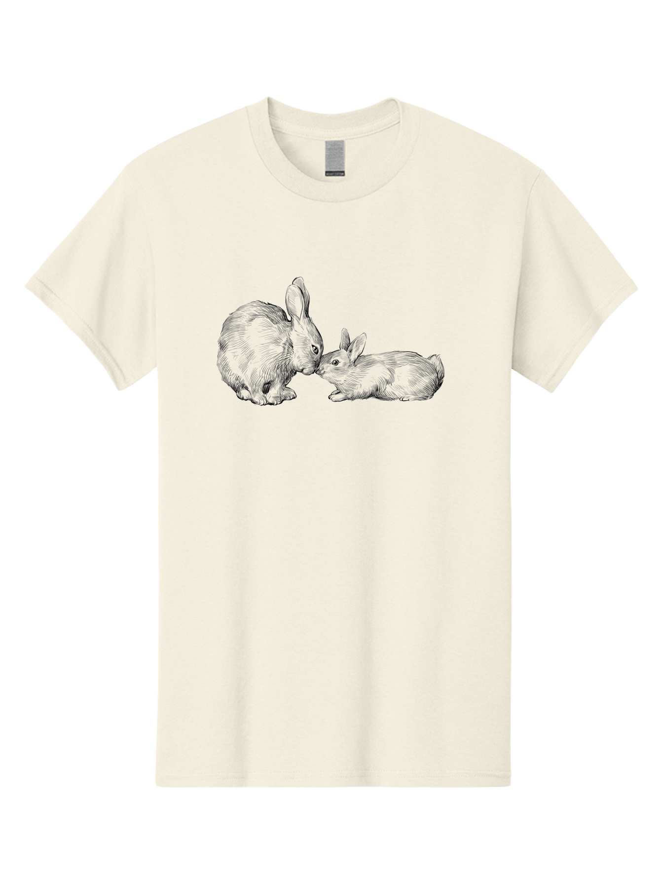 Mother-Rabbit-And-Baby Men'S Graphic Tee, 100% Cotton, Comfortable Casual Summer Wear, Machine Washable, Mother Rabbit And Baby Rabbit, Adorable Illustration, Cute Bunny, Tender Moment, Rabbit Love, Easter Theme, Furry Friends, Animal Bonding Aac260