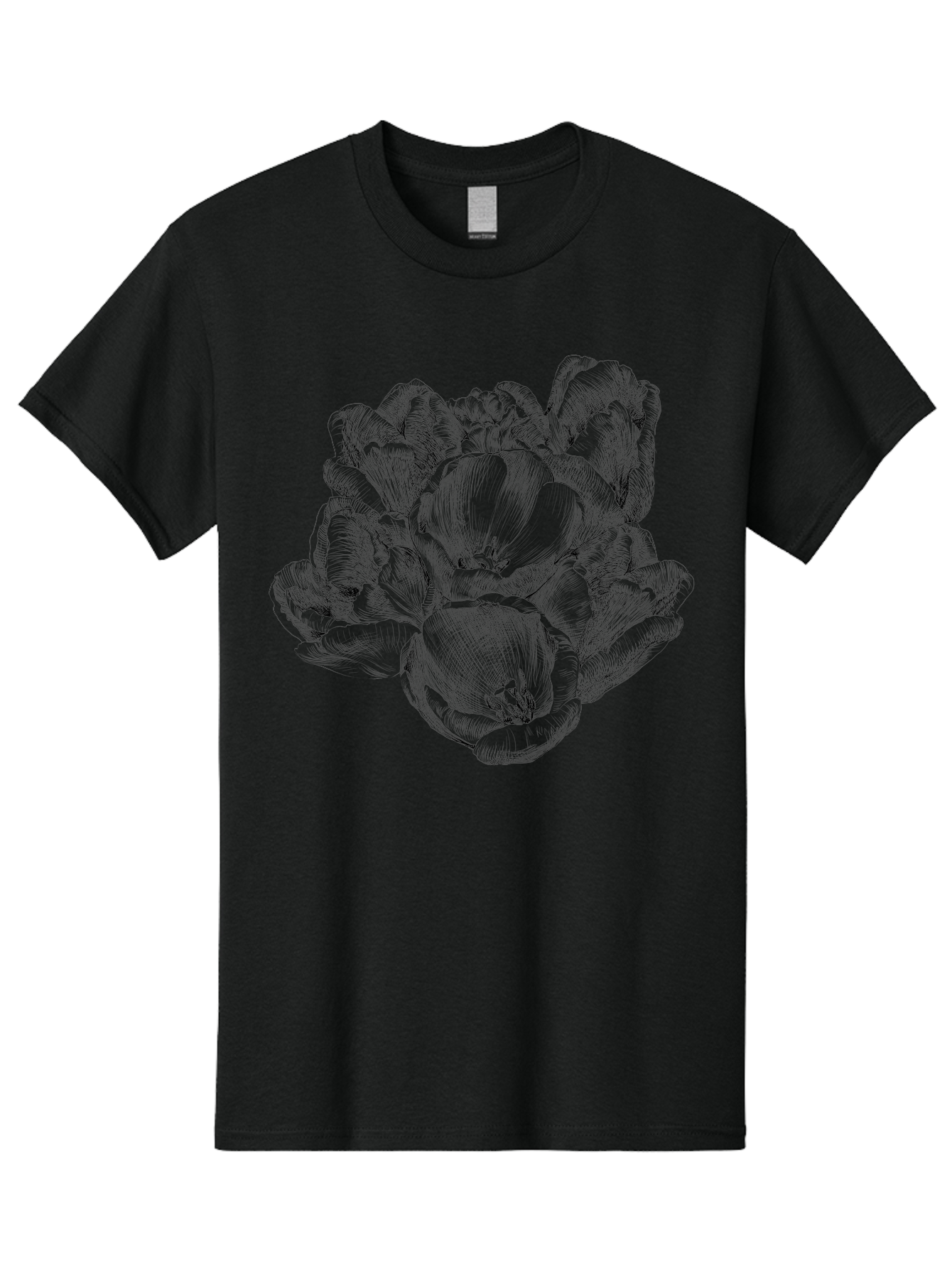 Peony-Flower Men'S Graphic Tee, 100% Cotton, Comfortable Casual Summer Wear, Machine Washable, Detailed Line Drawing, Floral Design, Lush Petals, Botanical Art, Elegant Flowers, Intricate Details, Sketch Style, Flower Illustration Aac261