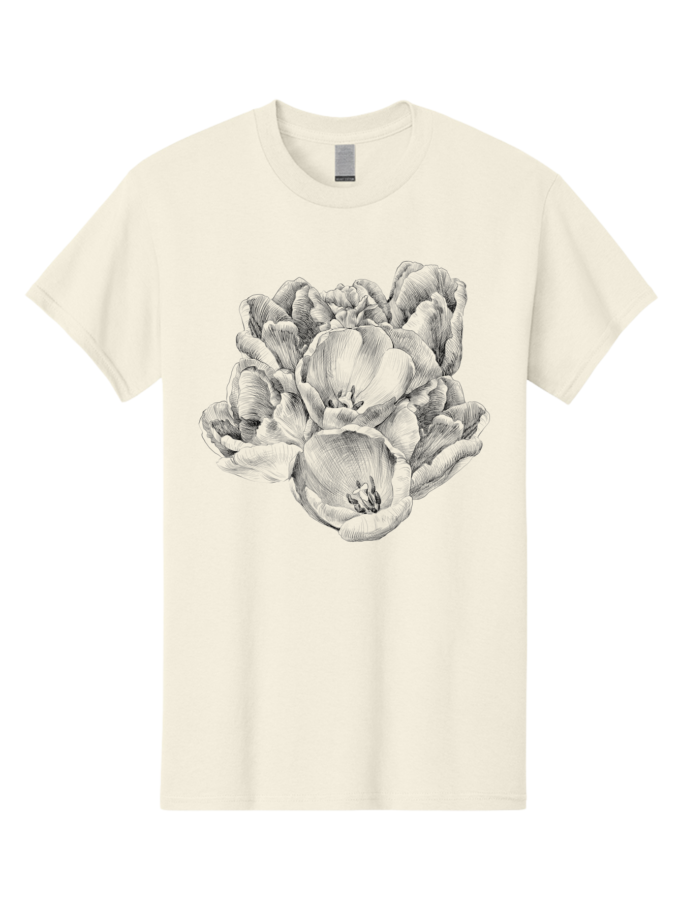 Peony-Flower Men'S Graphic Tee, 100% Cotton, Comfortable Casual Summer Wear, Machine Washable, Detailed Line Drawing, Floral Design, Lush Petals, Botanical Art, Elegant Flowers, Intricate Details, Sketch Style, Flower Illustration Aac261