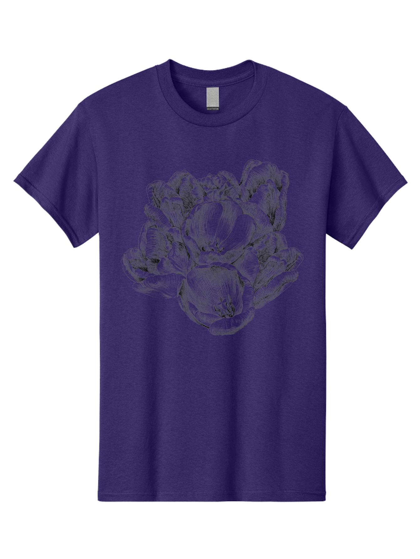 Peony-Flower Men'S Graphic Tee, 100% Cotton, Comfortable Casual Summer Wear, Machine Washable, Detailed Line Drawing, Floral Design, Lush Petals, Botanical Art, Elegant Flowers, Intricate Details, Sketch Style, Flower Illustration Aac261