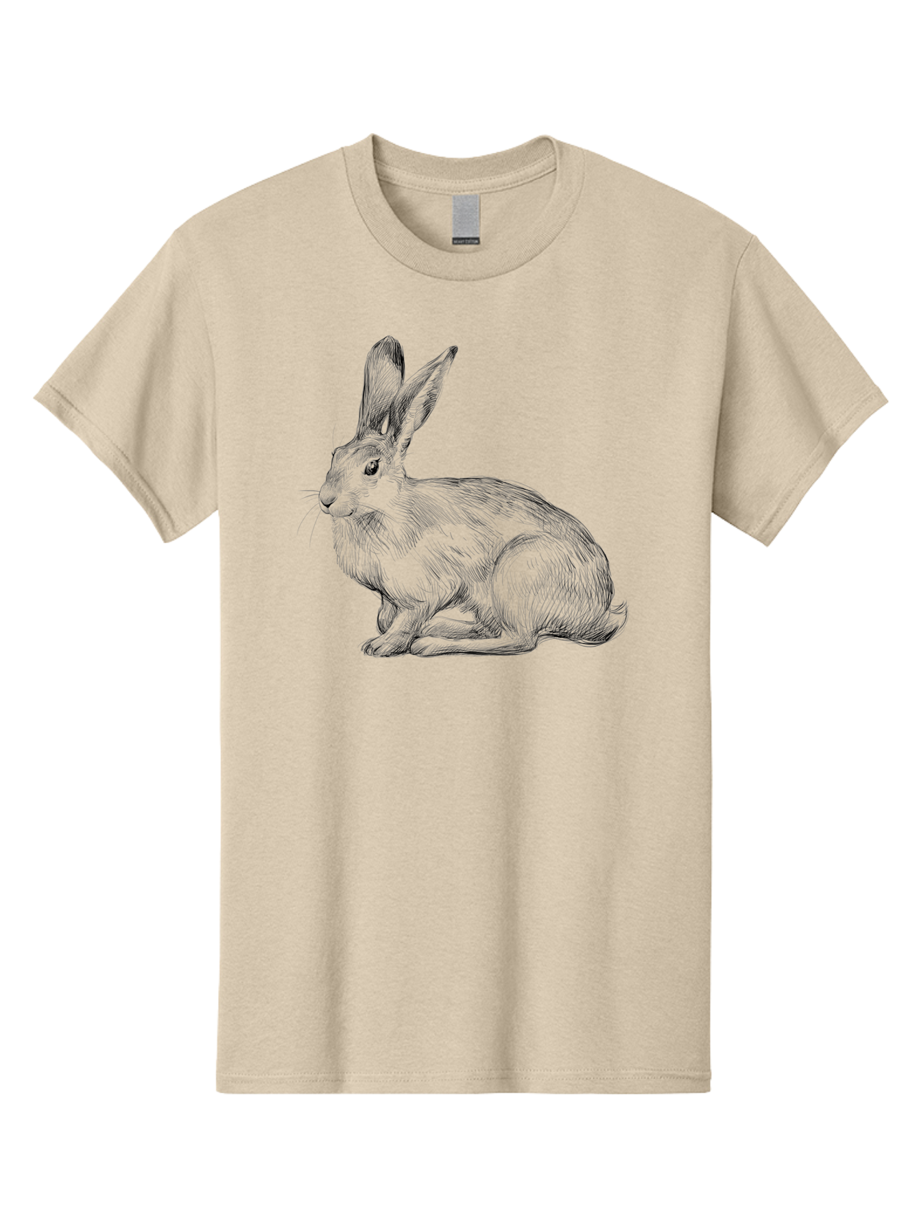 Rabbit-1 Men'S Graphic Tee, 100% Cotton, Comfortable Casual Summer Wear, Machine Washable, Detailed Sketch Of A Rabbit, Realistic Illustration, Wildlife Artwork, Intricate Linework, Cute Animal Design, Rabbit Portrait, Artistic Rendering Aac263