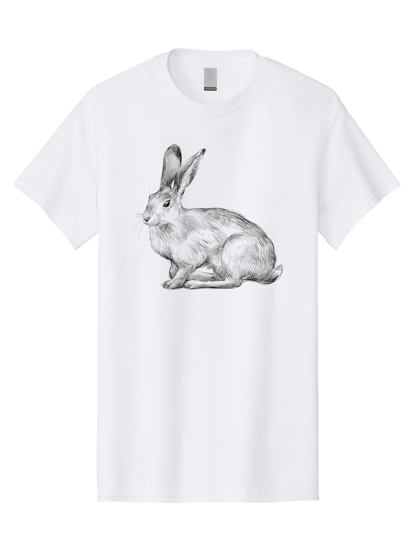 Rabbit-1 Men'S Graphic Tee, 100% Cotton, Comfortable Casual Summer Wear, Machine Washable, Detailed Sketch Of A Rabbit, Realistic Illustration, Wildlife Artwork, Intricate Linework, Cute Animal Design, Rabbit Portrait, Artistic Rendering Aac263
