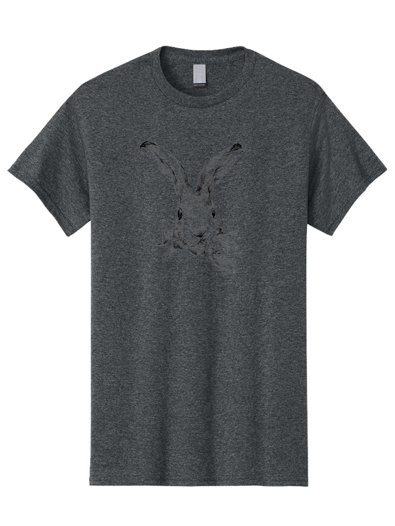 Rabbit-Eating-Flower Men'S Graphic Tee, 100% Cotton, Comfortable Casual Summer Wear, Machine Washable, Rabbit With Long Ears, Floral Theme, Whimsical Art, Spring Design, Cute Bunny, Flower Eater, Detailed Illustration, Rabbit Portrait, Aac264