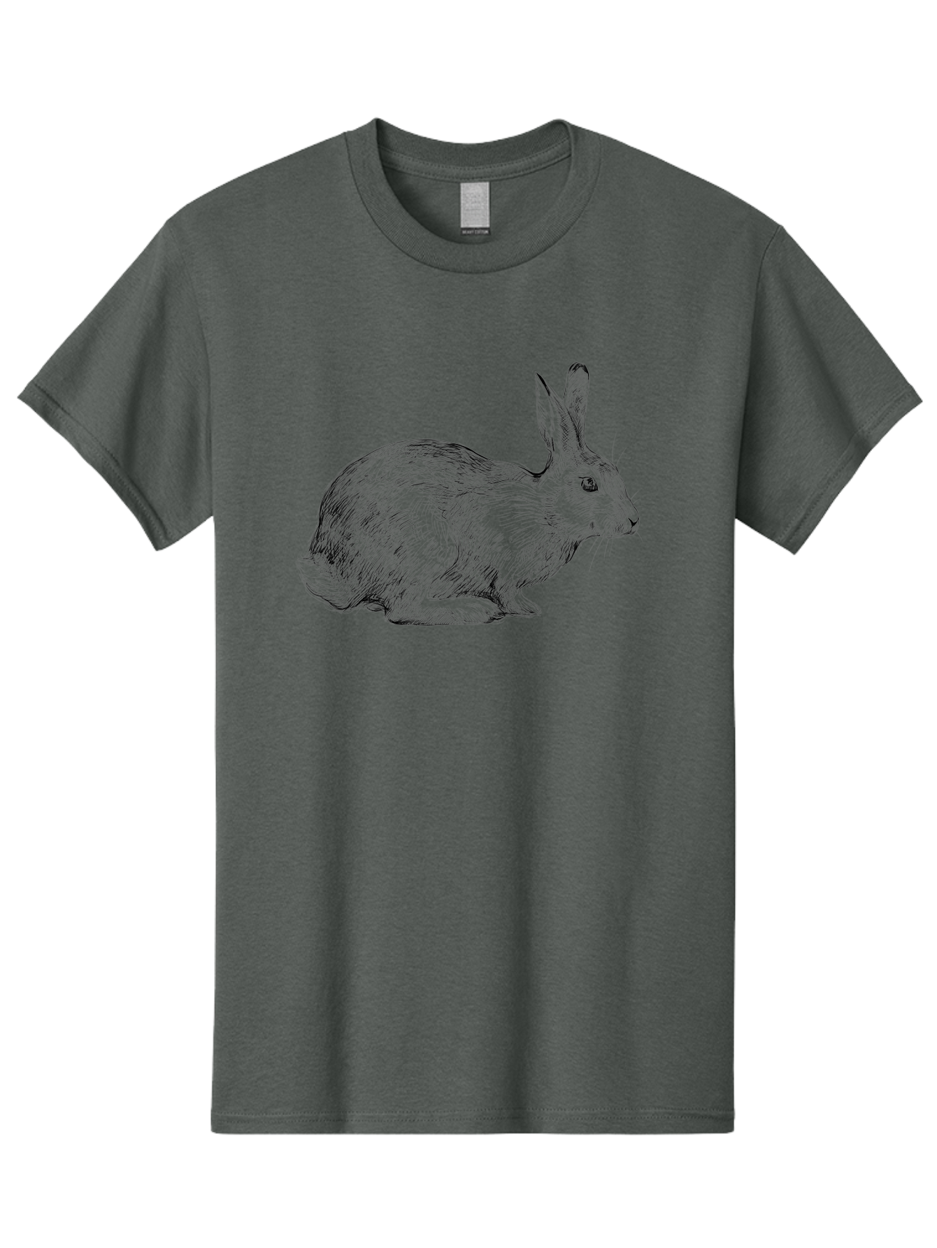 Rabbit-Illustration Men'S Graphic Tee, 100% Cotton, Comfortable Casual Summer Wear, Machine Washable, Detailed Illustration, Rabbit Art, Wildlife Graphics, Nature-Inspired Designs, Furry Creature, Sketch Style, Cute Animal, Whimsical Charm Aac266