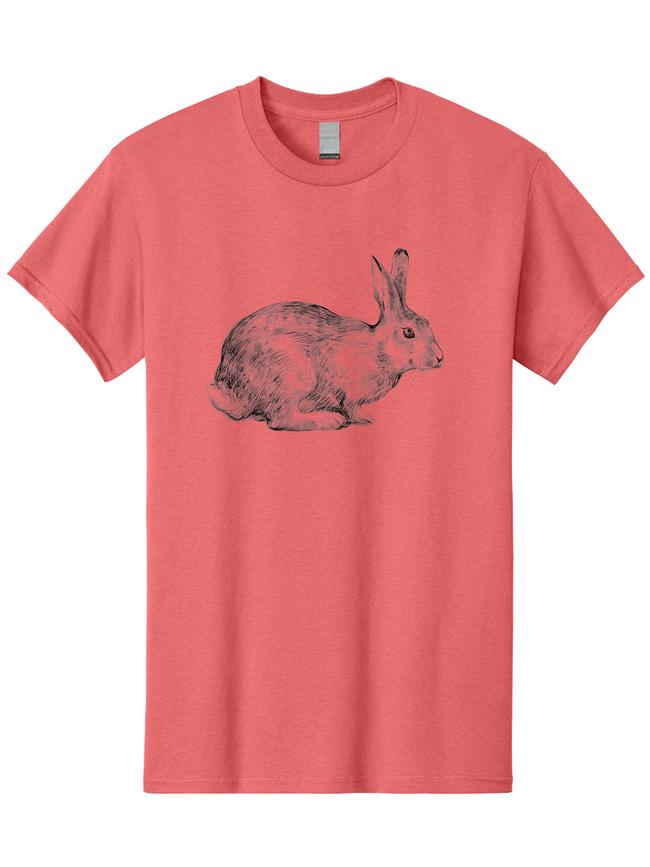 Rabbit-Illustration Men'S Graphic Tee, 100% Cotton, Comfortable Casual Summer Wear, Machine Washable, Detailed Illustration, Rabbit Art, Wildlife Graphics, Nature-Inspired Designs, Furry Creature, Sketch Style, Cute Animal, Whimsical Charm Aac266