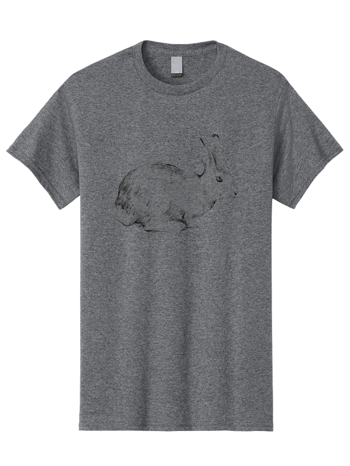 Rabbit-Illustration Men'S Graphic Tee, 100% Cotton, Comfortable Casual Summer Wear, Machine Washable, Detailed Illustration, Rabbit Art, Wildlife Graphics, Nature-Inspired Designs, Furry Creature, Sketch Style, Cute Animal, Whimsical Charm Aac266