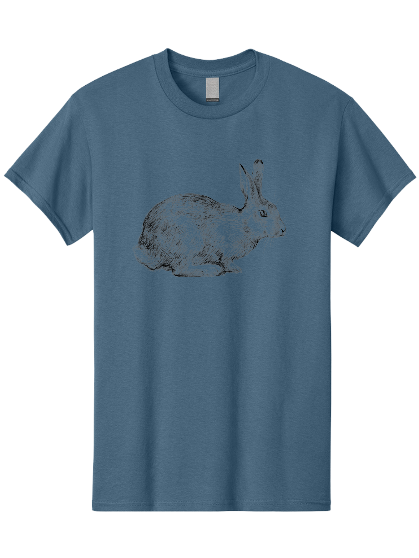 Rabbit-Illustration Men'S Graphic Tee, 100% Cotton, Comfortable Casual Summer Wear, Machine Washable, Detailed Illustration, Rabbit Art, Wildlife Graphics, Nature-Inspired Designs, Furry Creature, Sketch Style, Cute Animal, Whimsical Charm Aac266