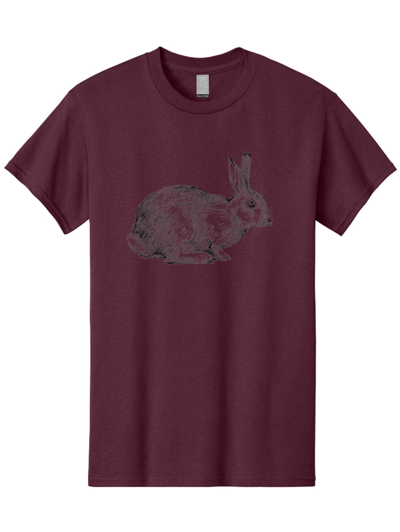 Rabbit-Illustration Men'S Graphic Tee, 100% Cotton, Comfortable Casual Summer Wear, Machine Washable, Detailed Illustration, Rabbit Art, Wildlife Graphics, Nature-Inspired Designs, Furry Creature, Sketch Style, Cute Animal, Whimsical Charm Aac266
