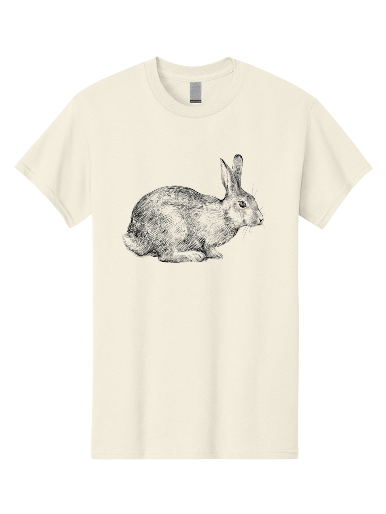 Rabbit-Illustration Men'S Graphic Tee, 100% Cotton, Comfortable Casual Summer Wear, Machine Washable, Detailed Illustration, Rabbit Art, Wildlife Graphics, Nature-Inspired Designs, Furry Creature, Sketch Style, Cute Animal, Whimsical Charm Aac266