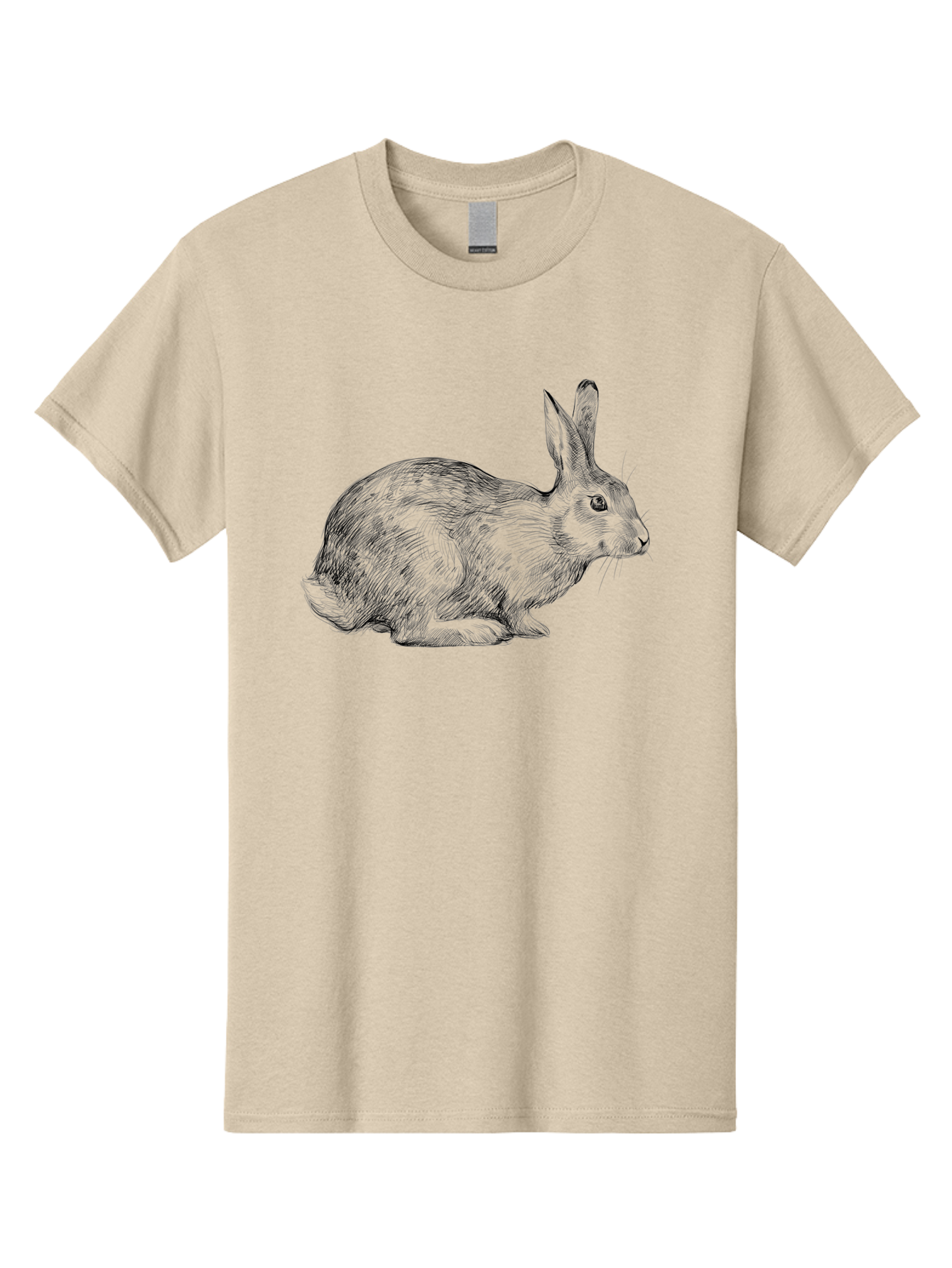 Rabbit-Illustration Men'S Graphic Tee, 100% Cotton, Comfortable Casual Summer Wear, Machine Washable, Detailed Illustration, Rabbit Art, Wildlife Graphics, Nature-Inspired Designs, Furry Creature, Sketch Style, Cute Animal, Whimsical Charm Aac266