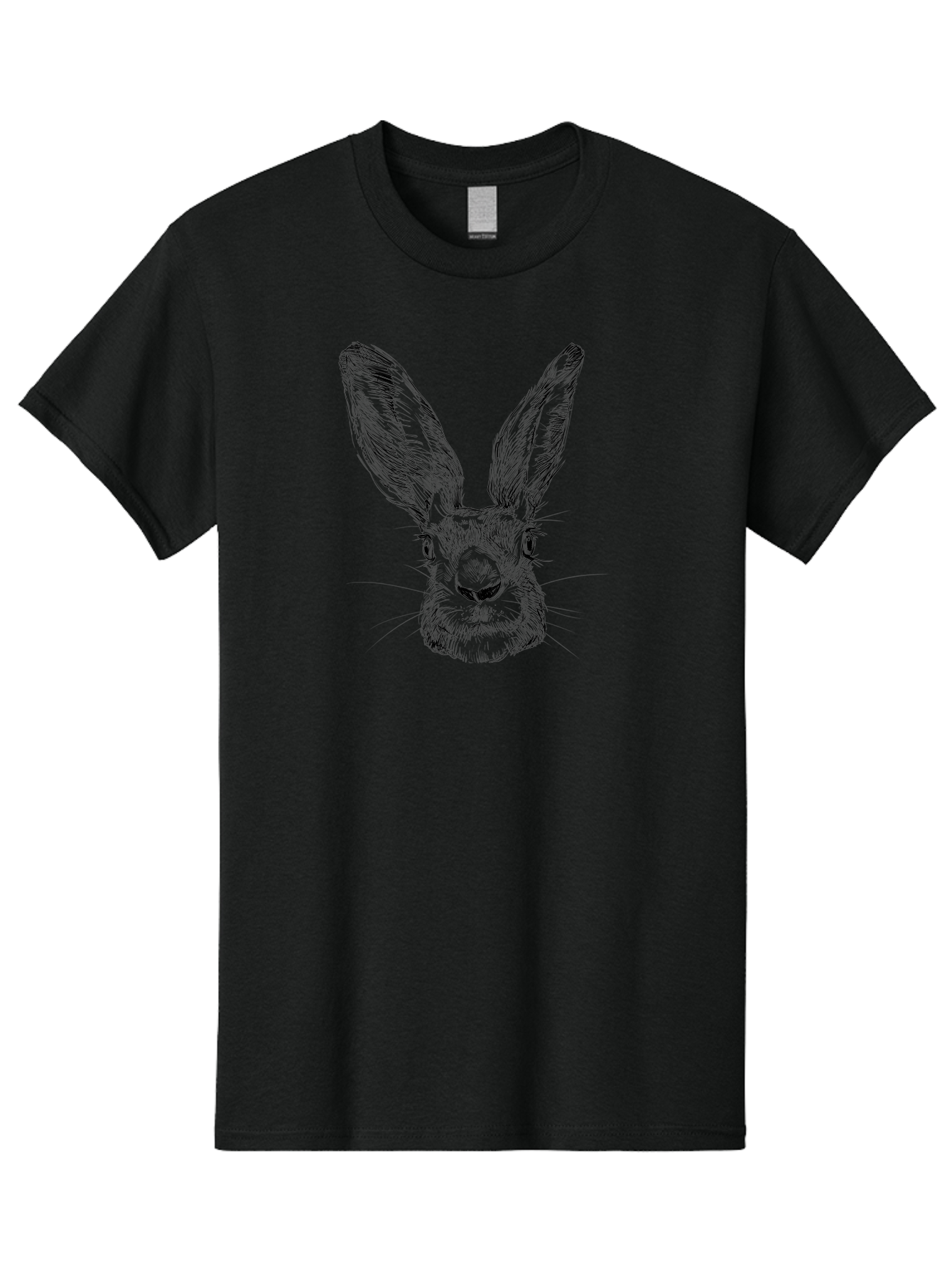 Rabbit-Sketch Men'S Graphic Tee, 100% Cotton, Comfortable Casual Summer Wear, Machine Washable, Rabbit Portrait, Detailed Illustration, Black And White Artwork, Long Ears, Whiskers, Wild Rabbit, Nature-Inspired Design, Sketch Style, Animal Art Aac267