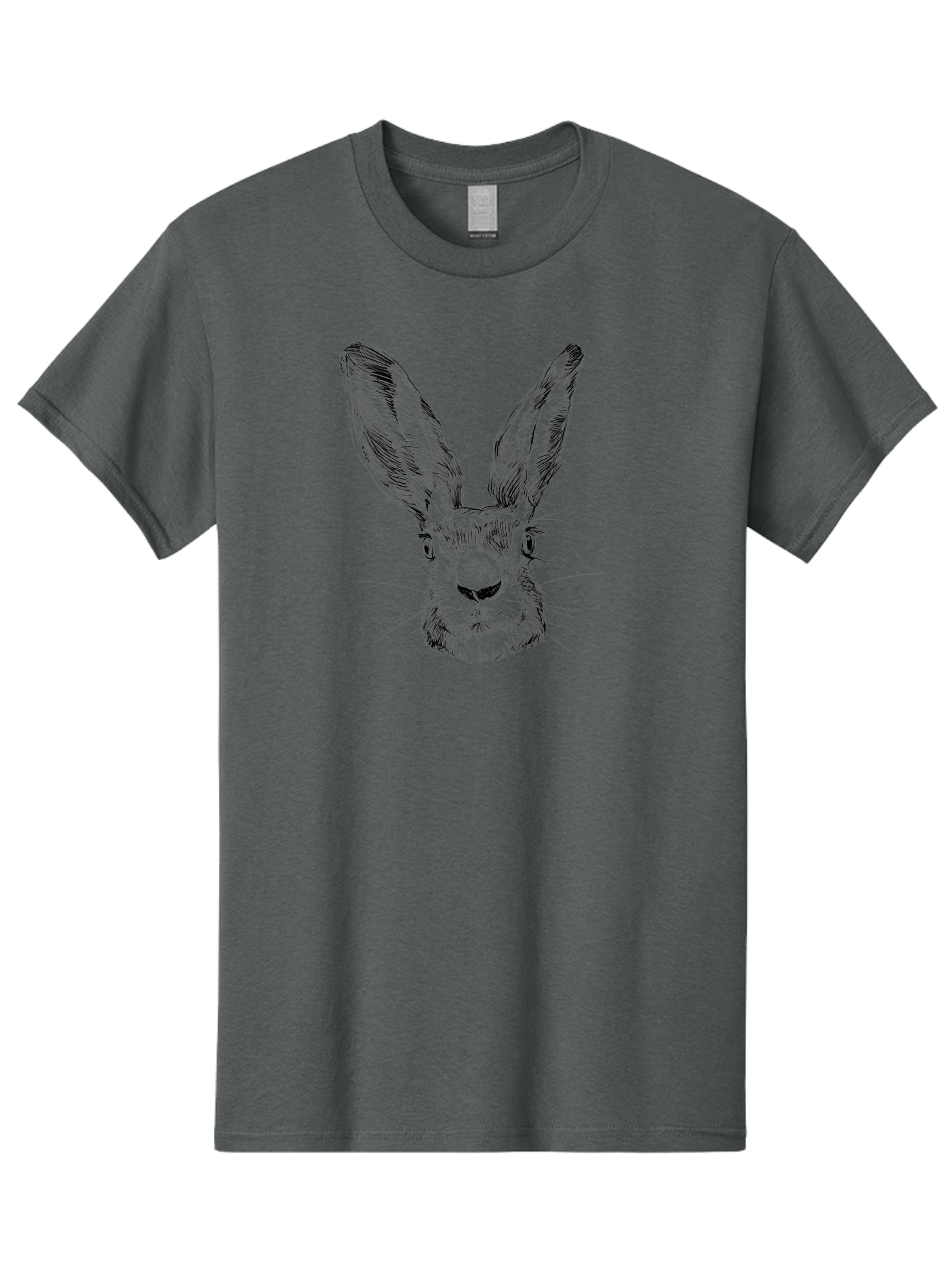 Rabbit-Sketch Men'S Graphic Tee, 100% Cotton, Comfortable Casual Summer Wear, Machine Washable, Rabbit Portrait, Detailed Illustration, Black And White Artwork, Long Ears, Whiskers, Wild Rabbit, Nature-Inspired Design, Sketch Style, Animal Art Aac267
