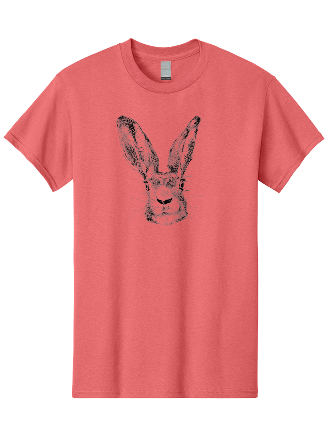 Rabbit-Sketch Men'S Graphic Tee, 100% Cotton, Comfortable Casual Summer Wear, Machine Washable, Rabbit Portrait, Detailed Illustration, Black And White Artwork, Long Ears, Whiskers, Wild Rabbit, Nature-Inspired Design, Sketch Style, Animal Art Aac267