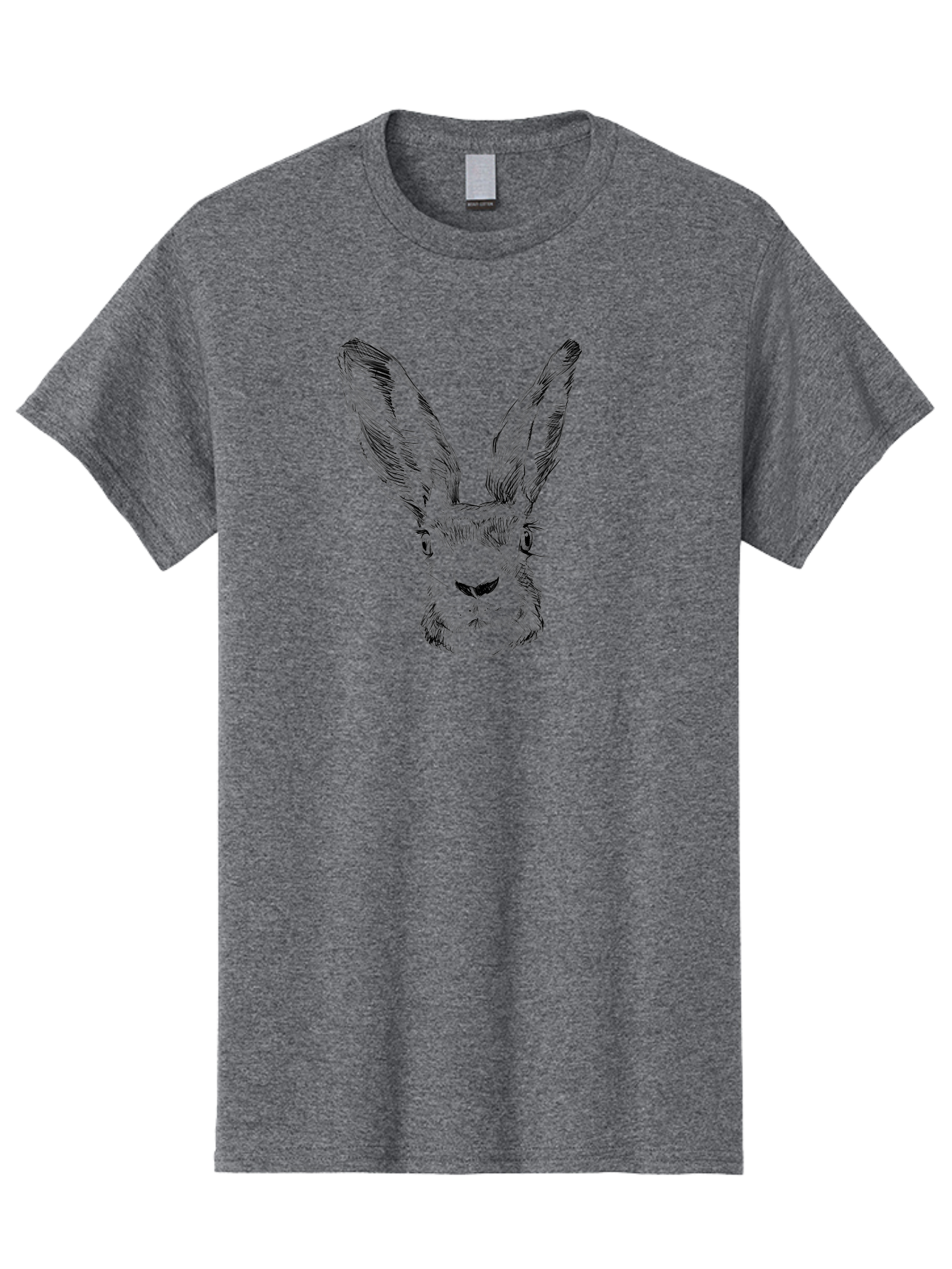 Rabbit-Sketch Men'S Graphic Tee, 100% Cotton, Comfortable Casual Summer Wear, Machine Washable, Rabbit Portrait, Detailed Illustration, Black And White Artwork, Long Ears, Whiskers, Wild Rabbit, Nature-Inspired Design, Sketch Style, Animal Art Aac267
