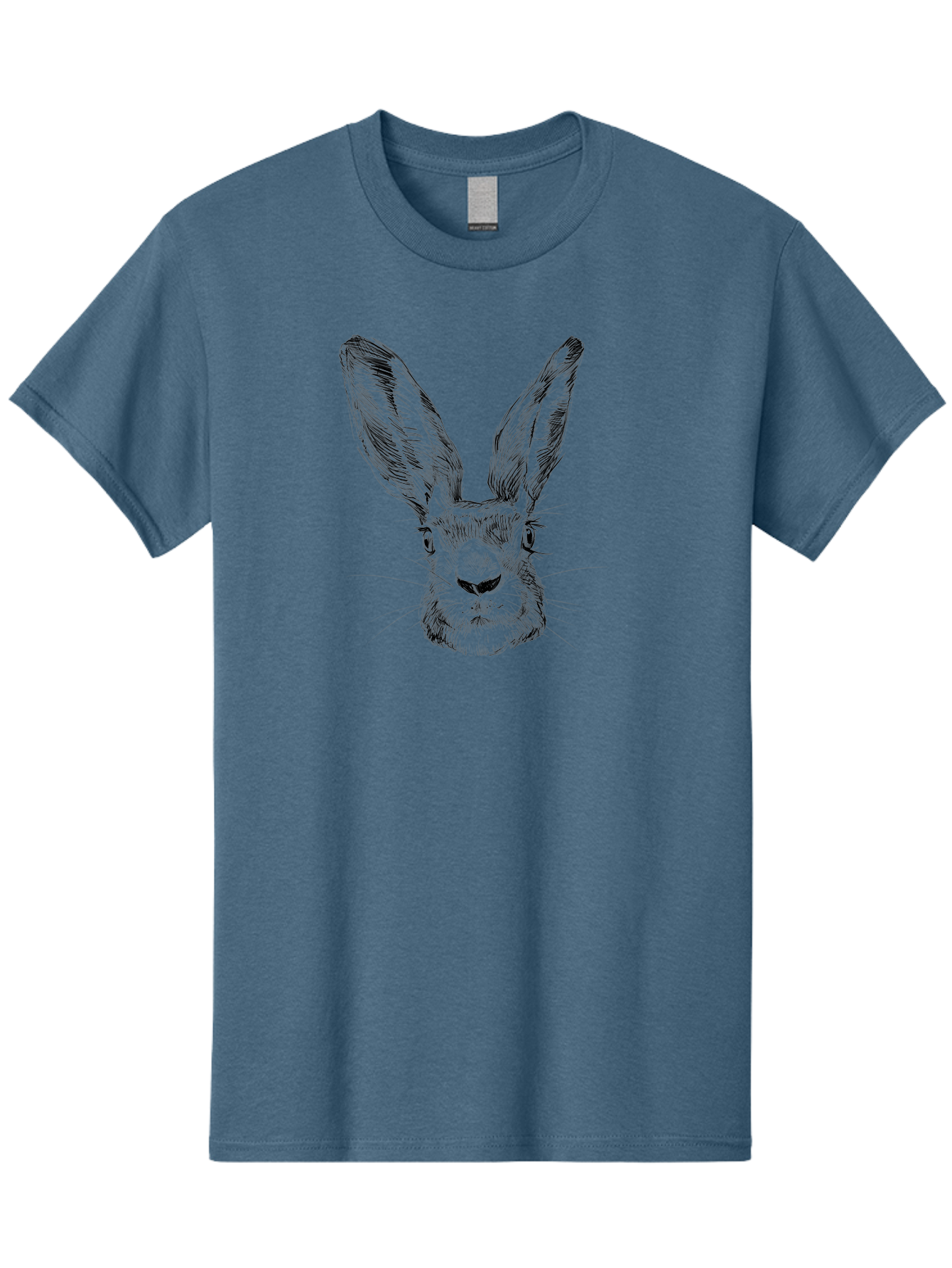 Rabbit-Sketch Men'S Graphic Tee, 100% Cotton, Comfortable Casual Summer Wear, Machine Washable, Rabbit Portrait, Detailed Illustration, Black And White Artwork, Long Ears, Whiskers, Wild Rabbit, Nature-Inspired Design, Sketch Style, Animal Art Aac267