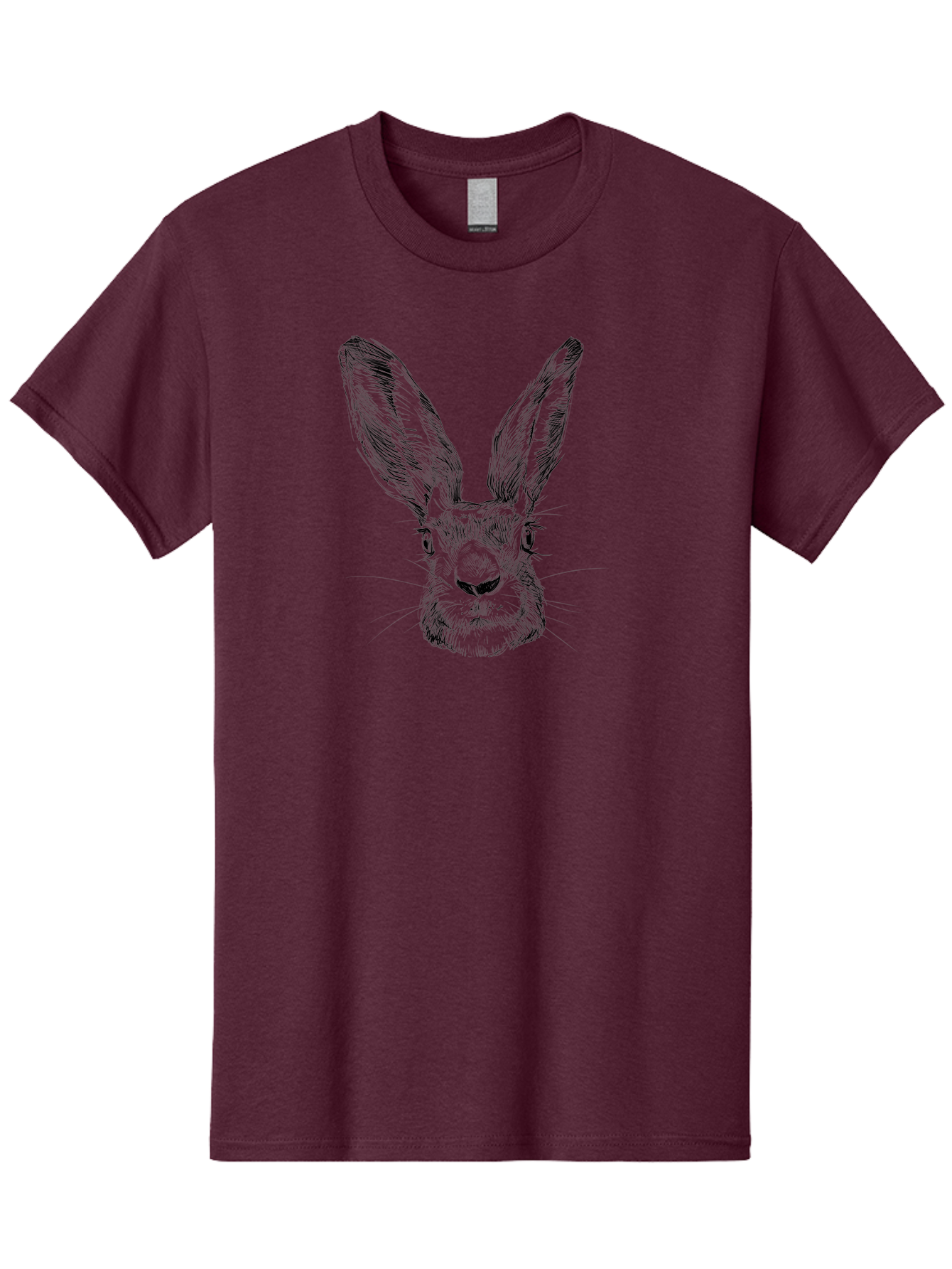 Rabbit-Sketch Men'S Graphic Tee, 100% Cotton, Comfortable Casual Summer Wear, Machine Washable, Rabbit Portrait, Detailed Illustration, Black And White Artwork, Long Ears, Whiskers, Wild Rabbit, Nature-Inspired Design, Sketch Style, Animal Art Aac267