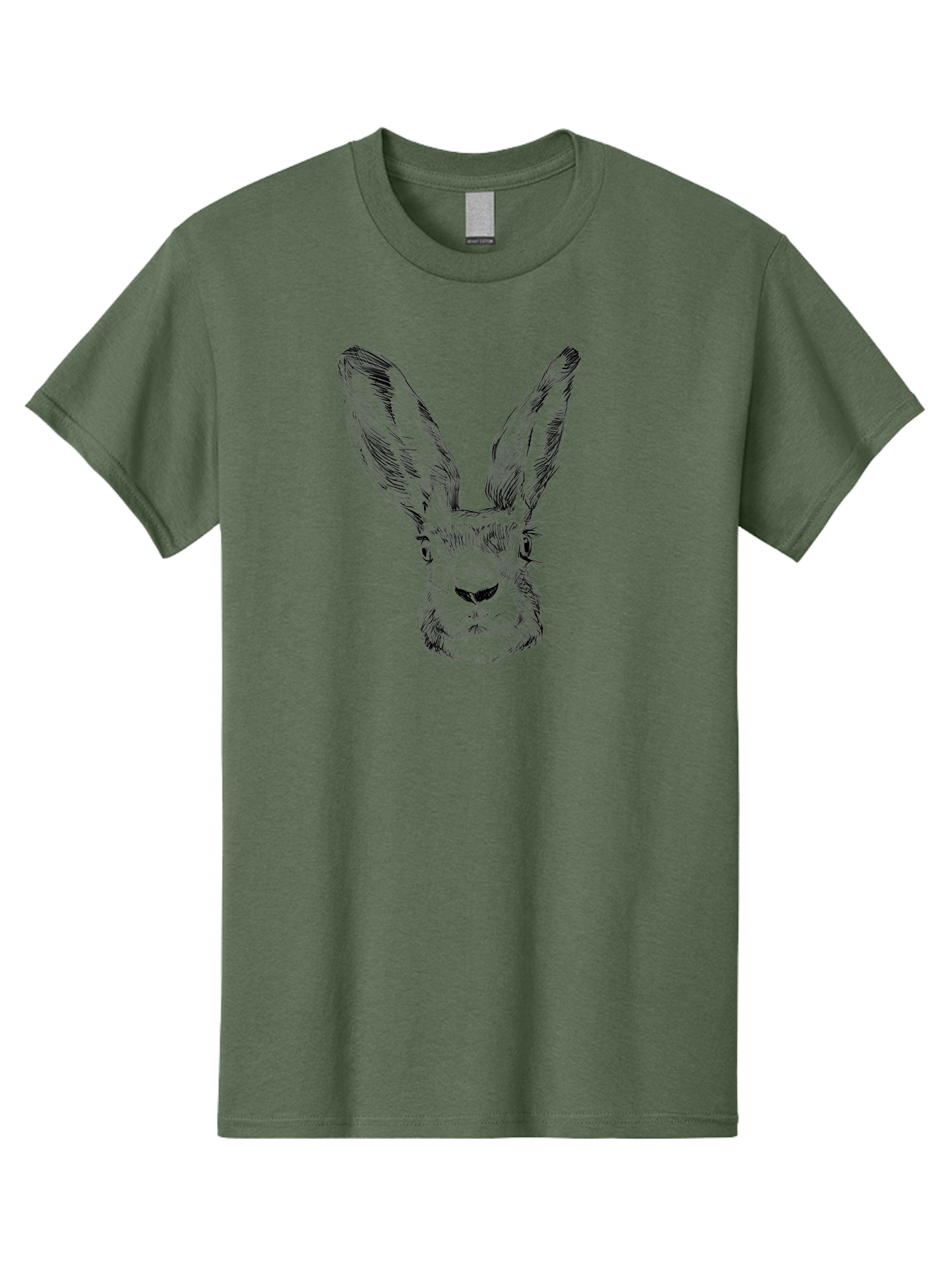 Rabbit-Sketch Men'S Graphic Tee, 100% Cotton, Comfortable Casual Summer Wear, Machine Washable, Rabbit Portrait, Detailed Illustration, Black And White Artwork, Long Ears, Whiskers, Wild Rabbit, Nature-Inspired Design, Sketch Style, Animal Art Aac267