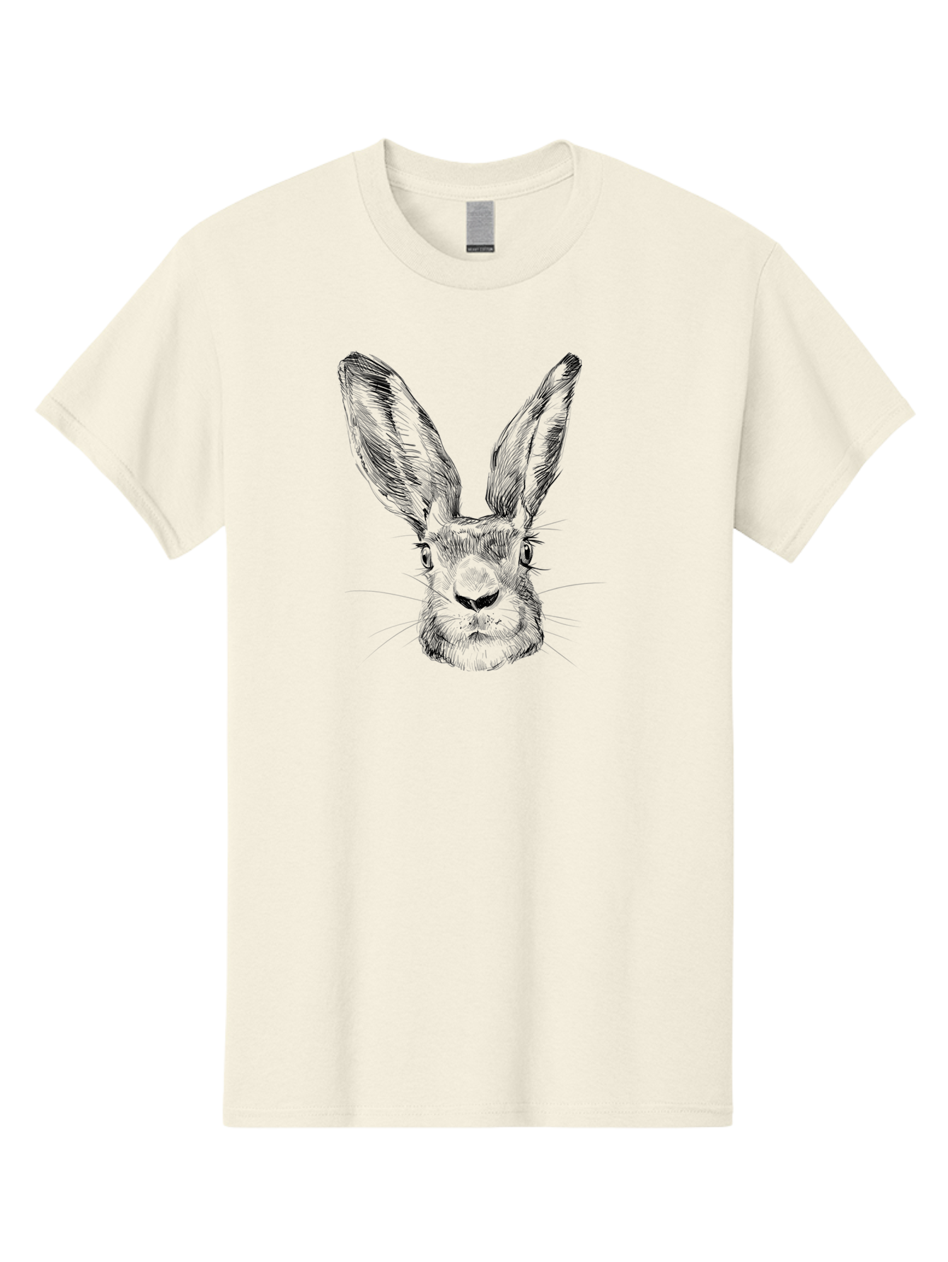 Rabbit-Sketch Men'S Graphic Tee, 100% Cotton, Comfortable Casual Summer Wear, Machine Washable, Rabbit Portrait, Detailed Illustration, Black And White Artwork, Long Ears, Whiskers, Wild Rabbit, Nature-Inspired Design, Sketch Style, Animal Art Aac267